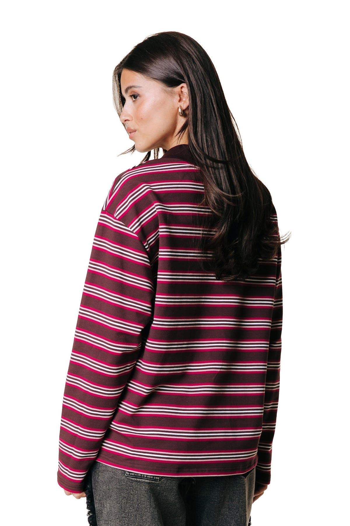 Sportkragen-Langarmshirt | Rot