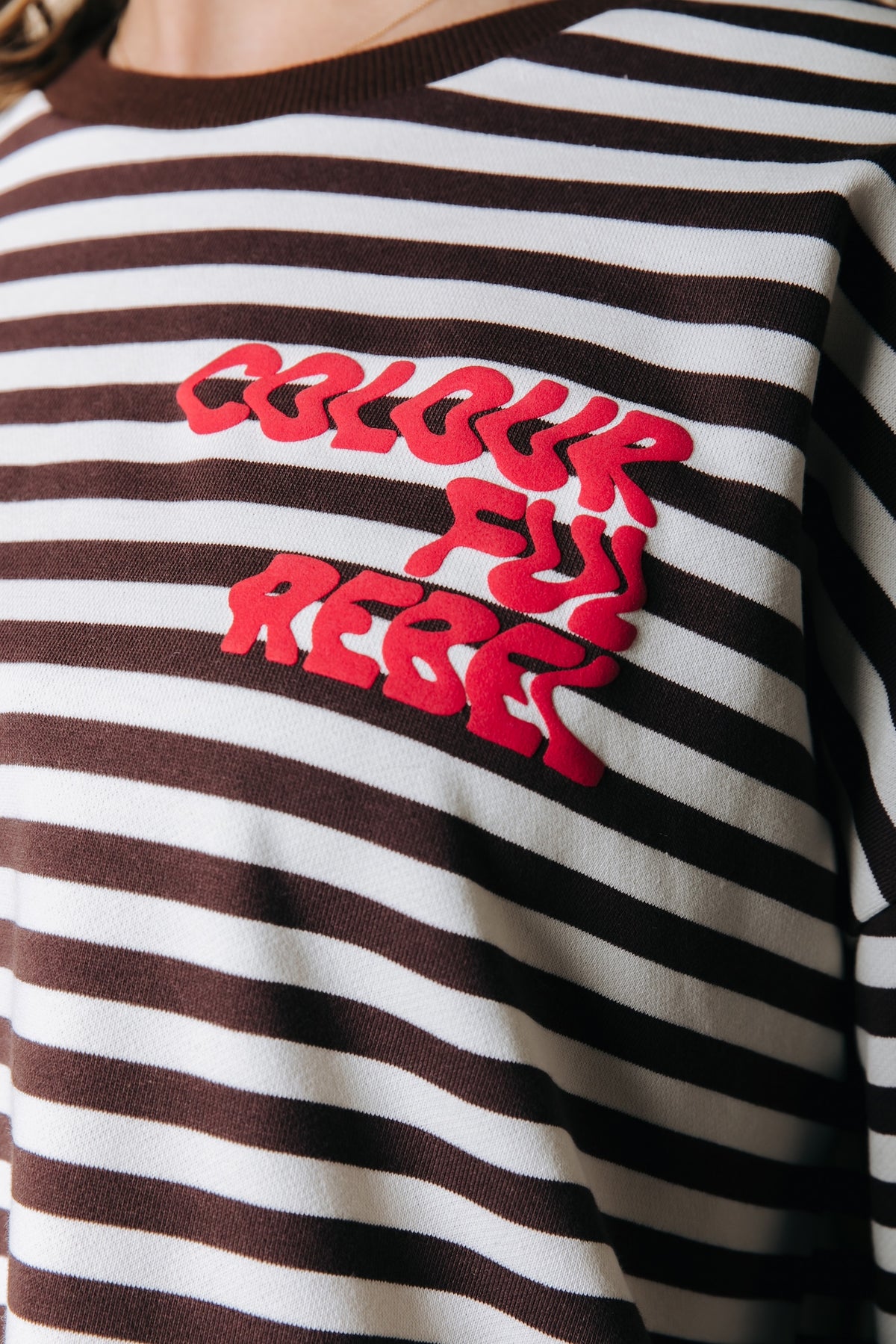 Striped Logo Longsleeve | White/Brown