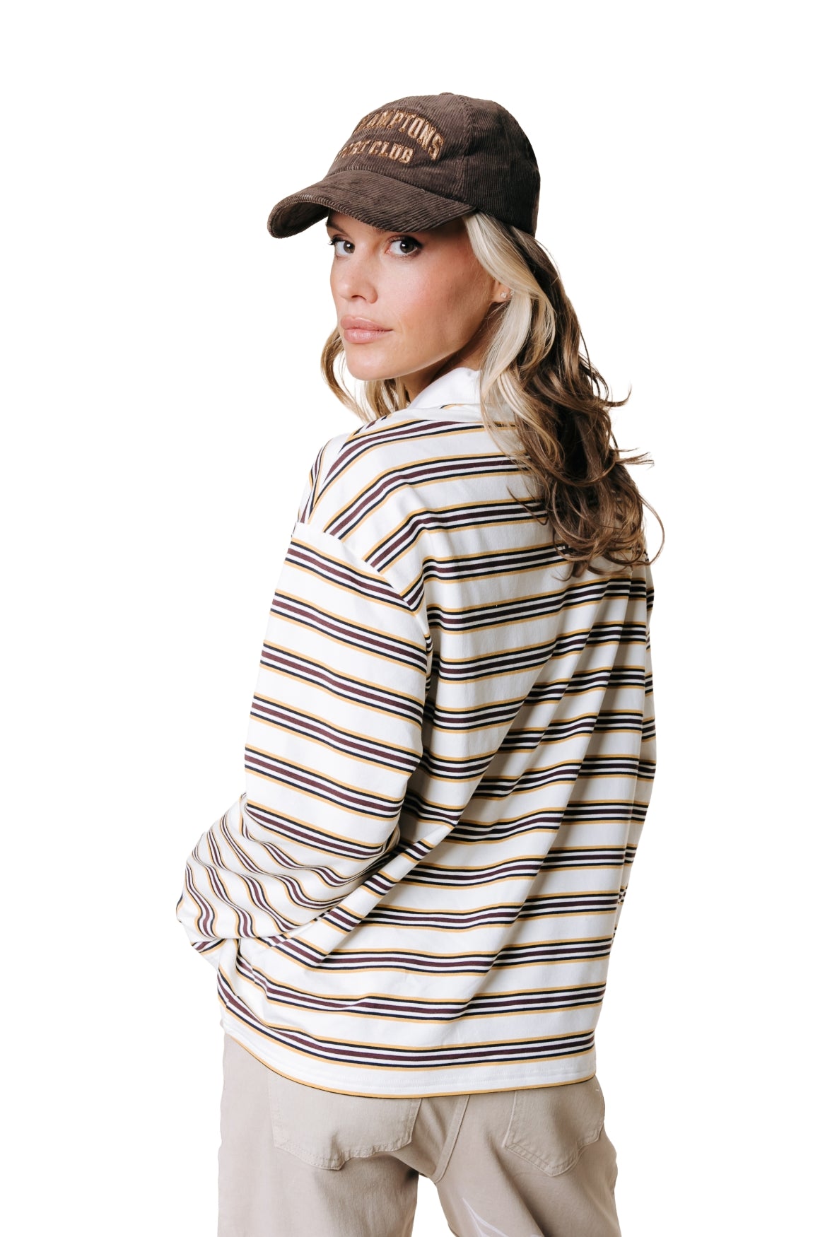 Sport Collar Striped Longsleeve | Off white