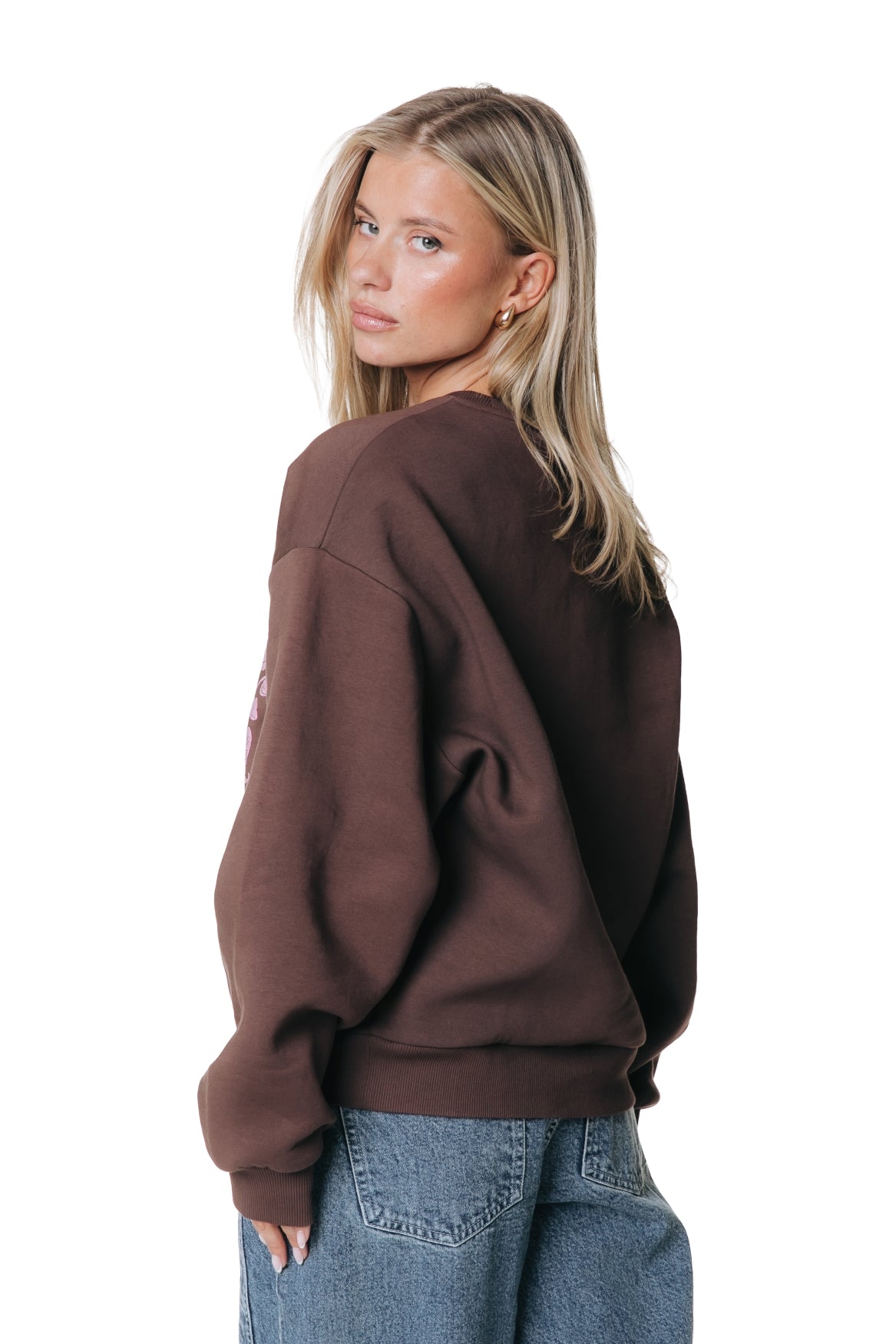 Flower Crack Print Sweat | Brown