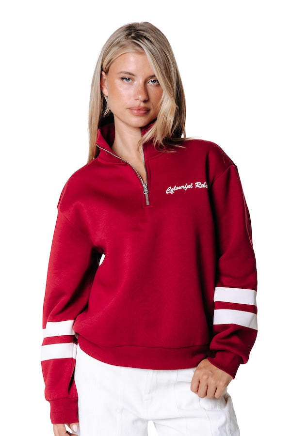 Cursive Logo Halfzip Sweat | Red