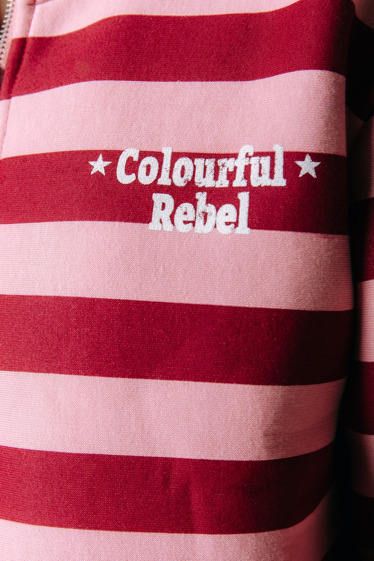 Star Logo Striped Halfzip Sweat | Pink / Red