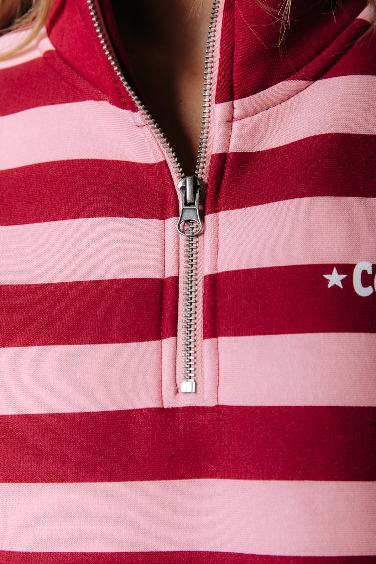 Star Logo Striped Halfzip Sweat | Pink / Red