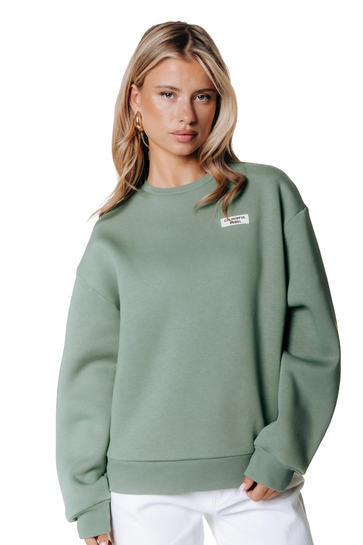 Label-Sweatshirt | Olivgrün