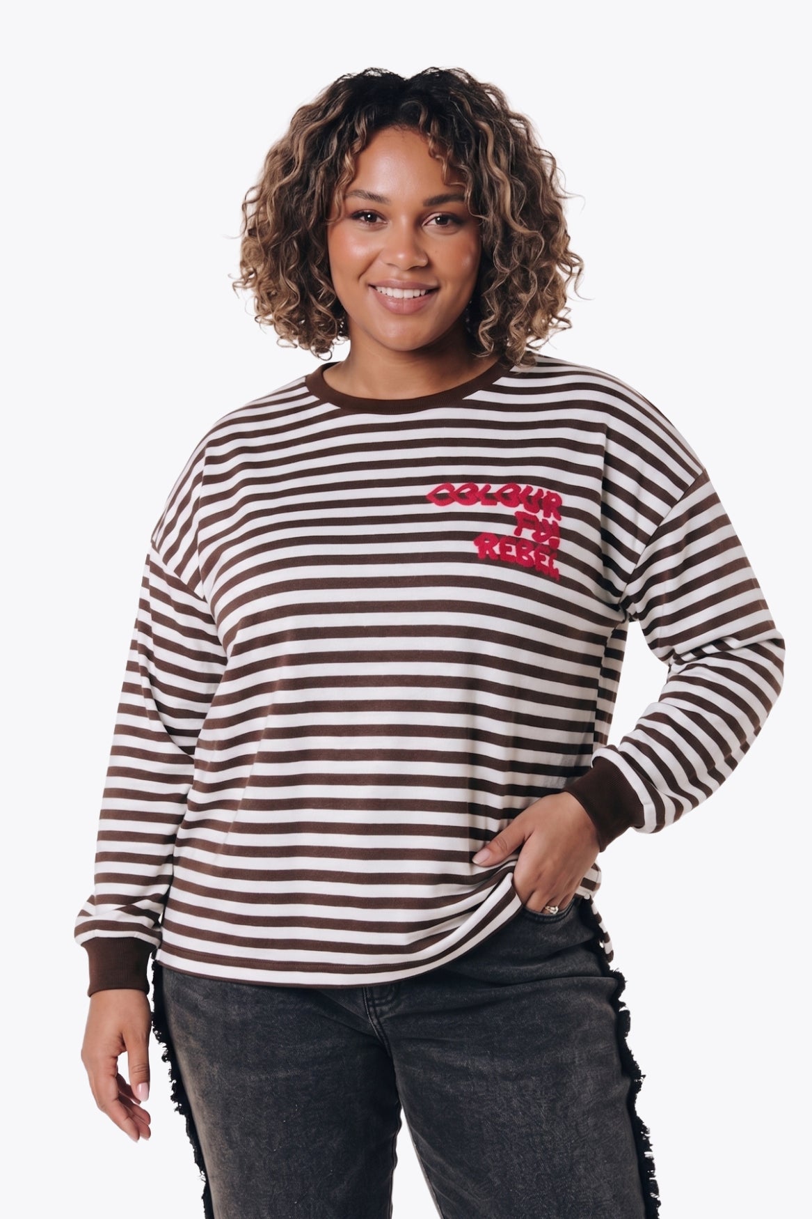 Striped Logo Longsleeve | White/Brown