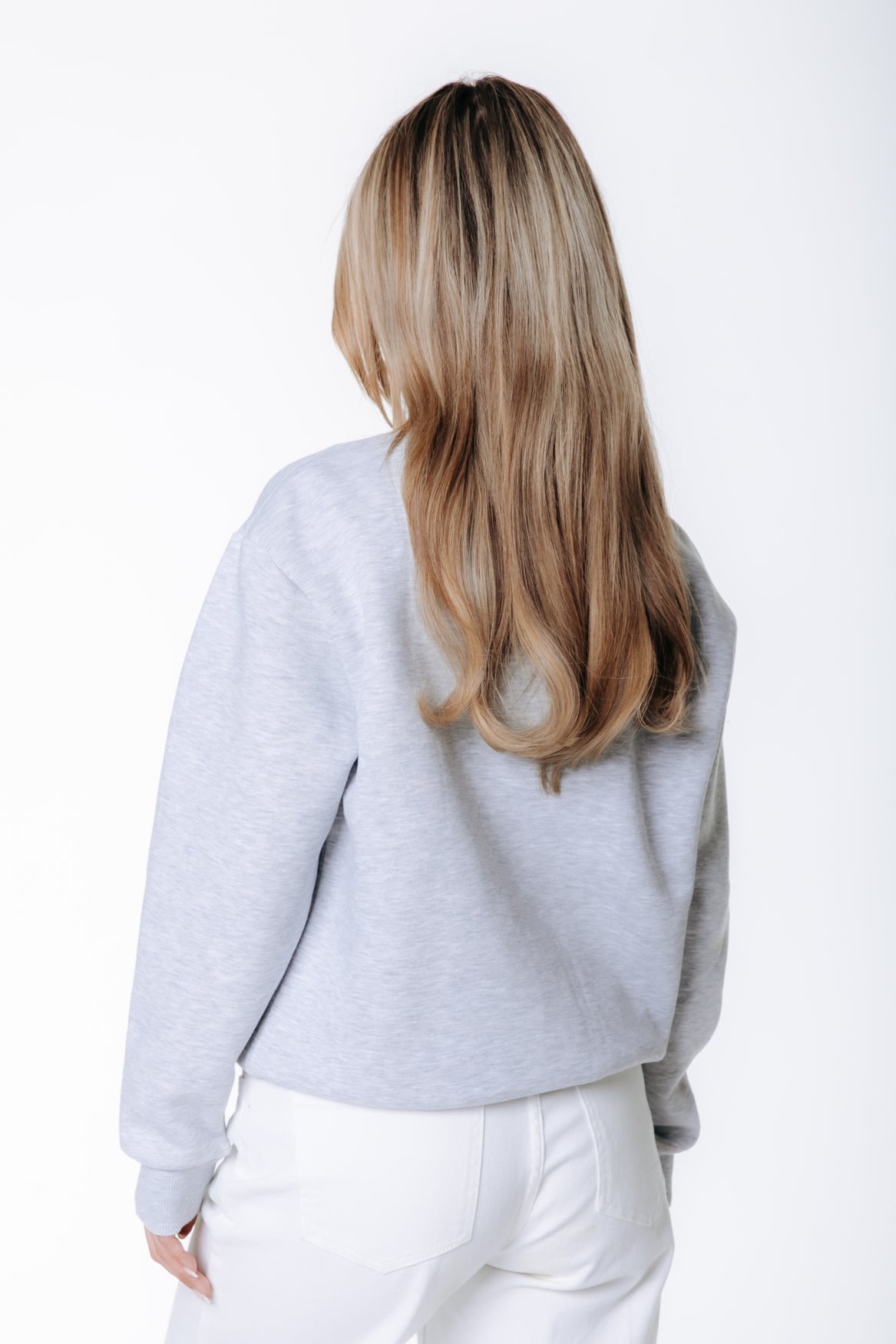 Label Zip Sweat | Light grey melange