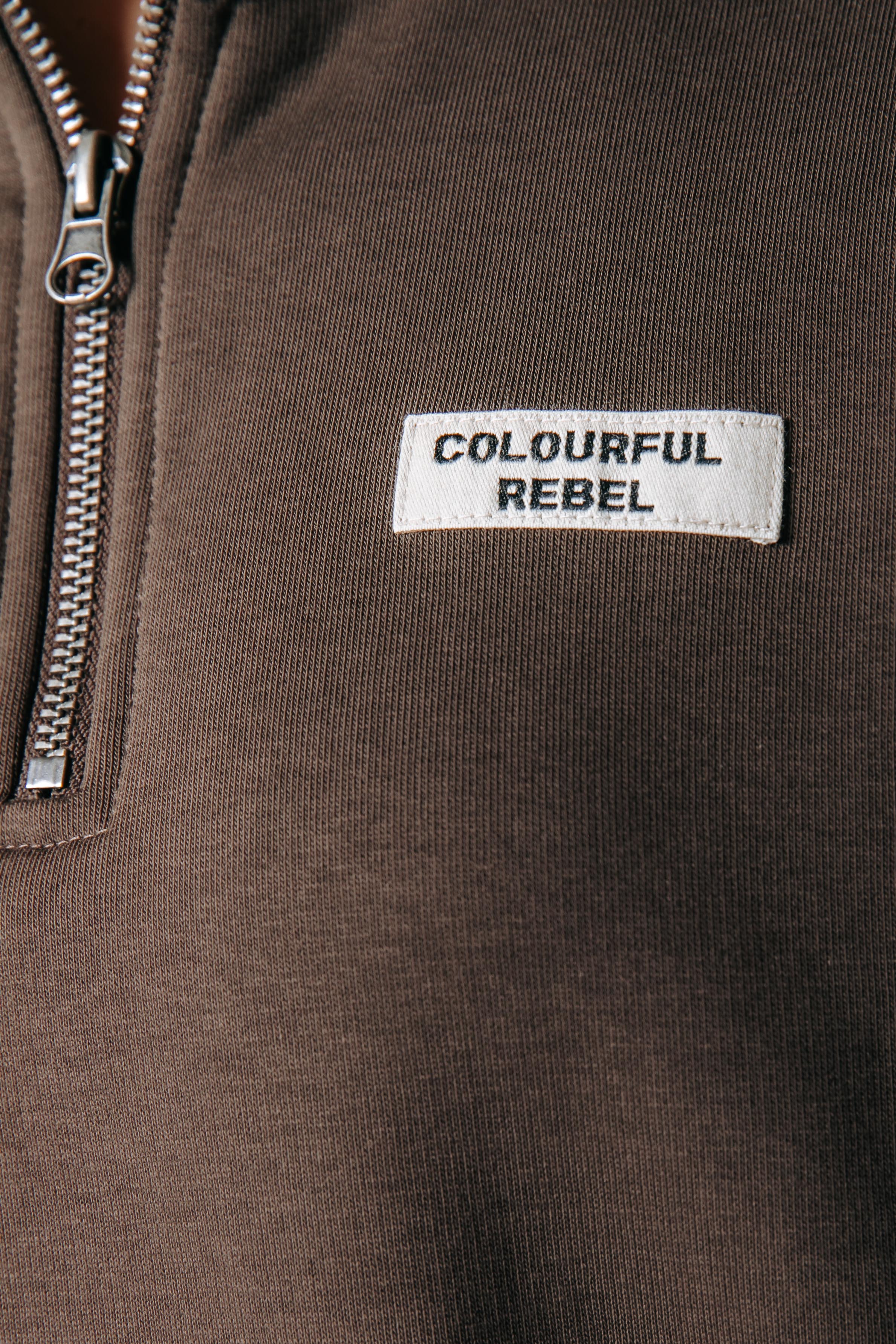 Label Zip Sweat | Brown