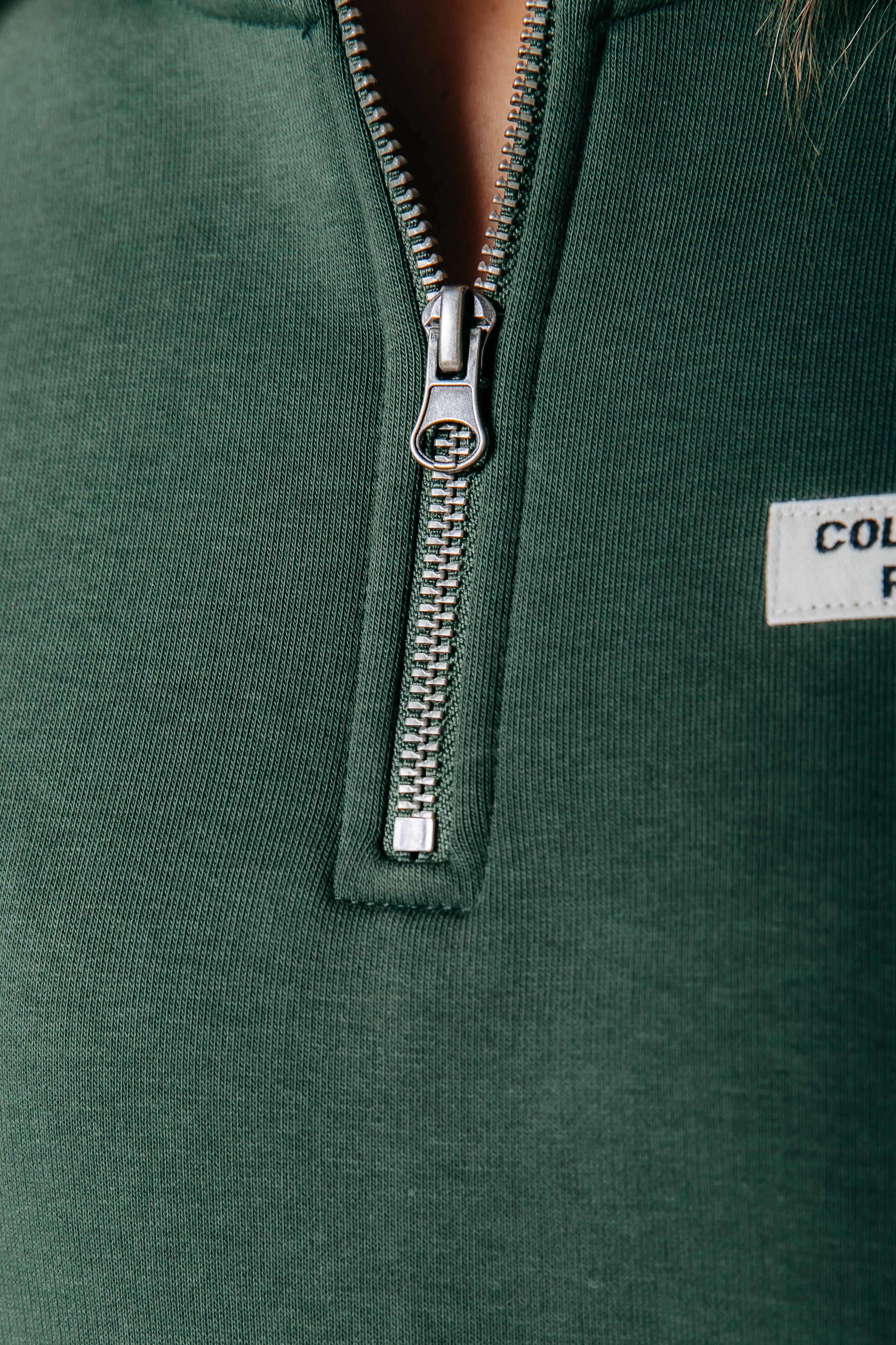 Label Zip Sweat | Dark green