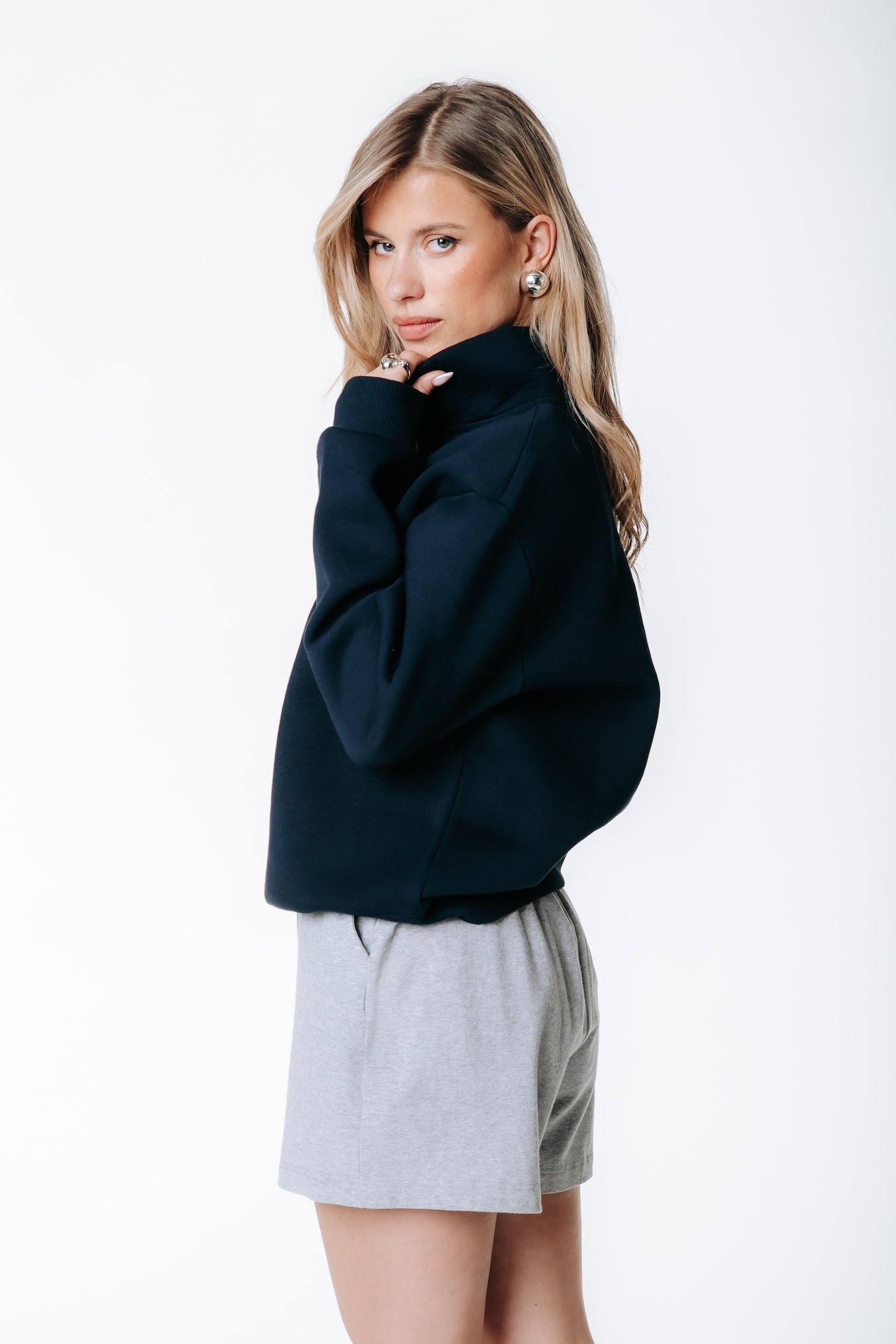 Label Zip Sweat | Dark Navy