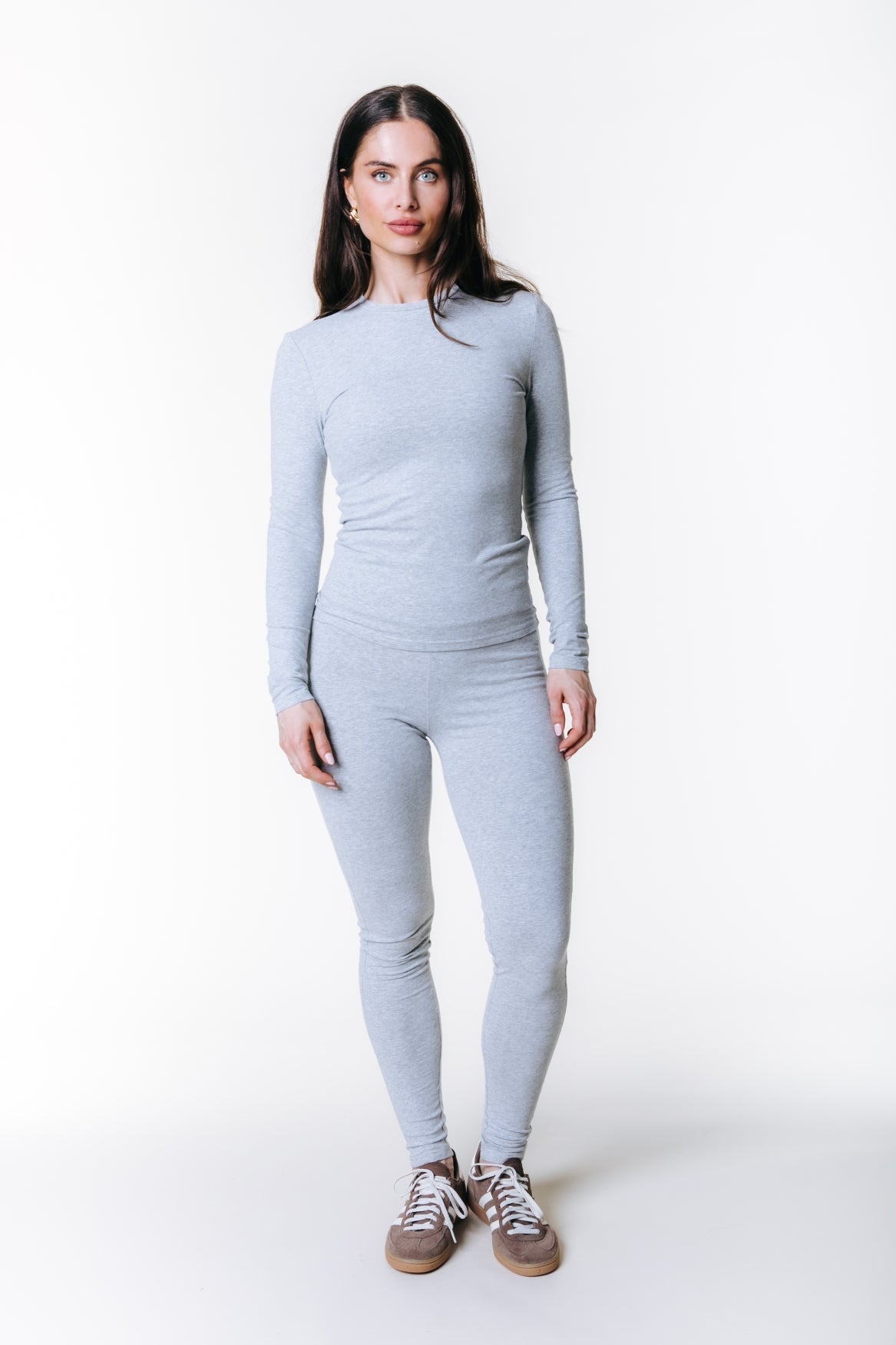 Uni Fitted Longsleeve T-shirt | Medium grey melange