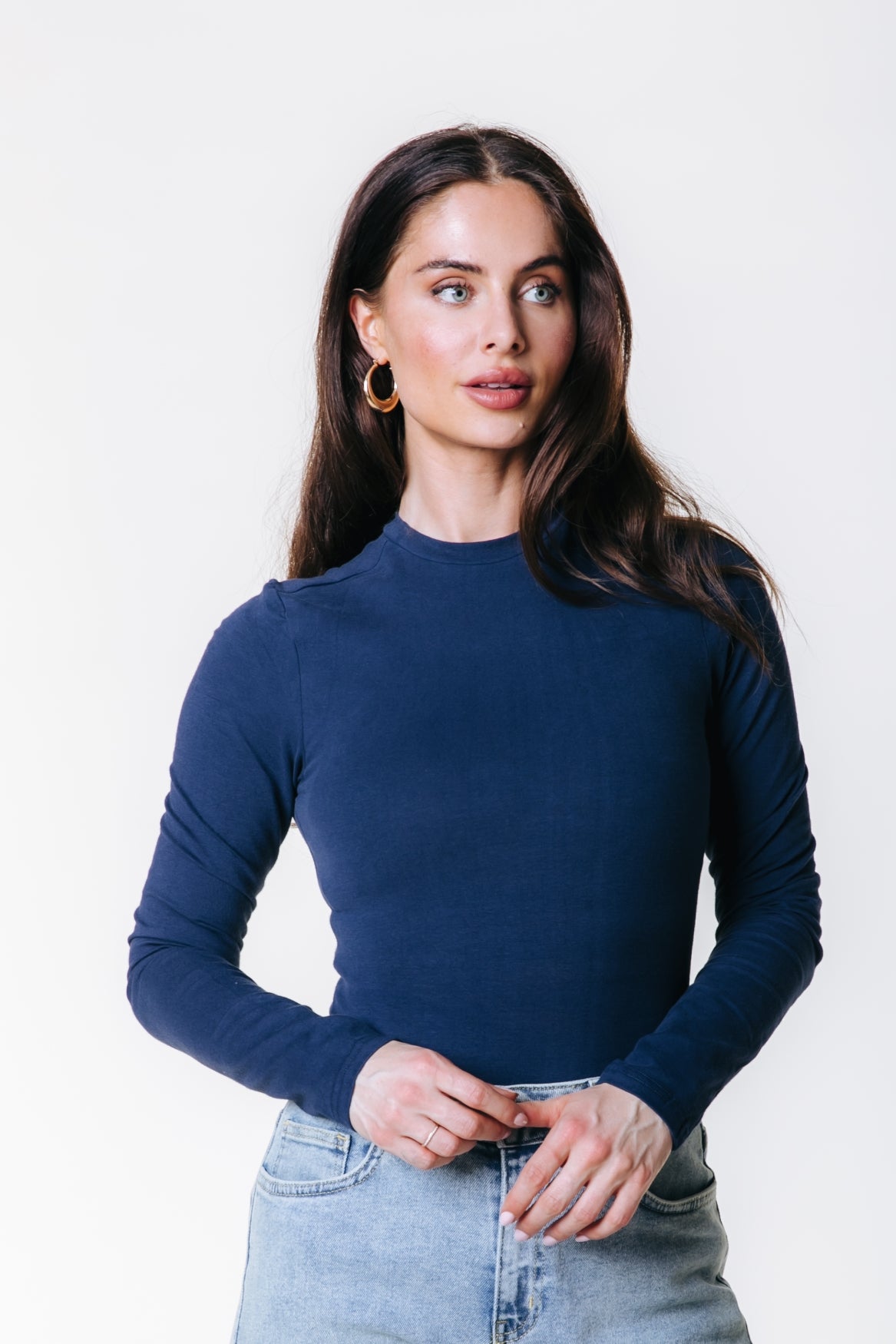 Fitted Longsleeve Top | Peacoat Blue