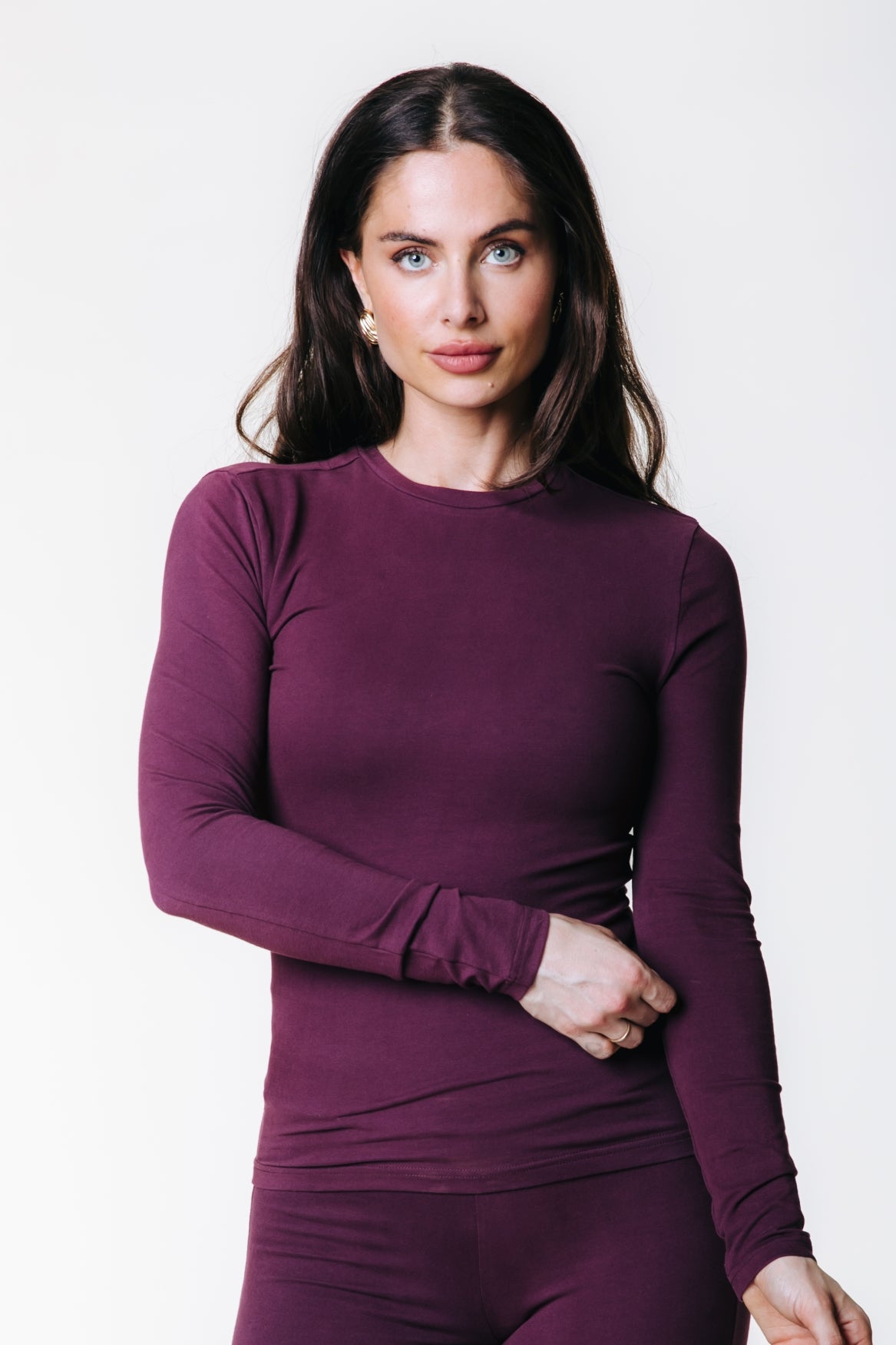 Uni Fitted Longsleeve T-shirt | Merlot Red