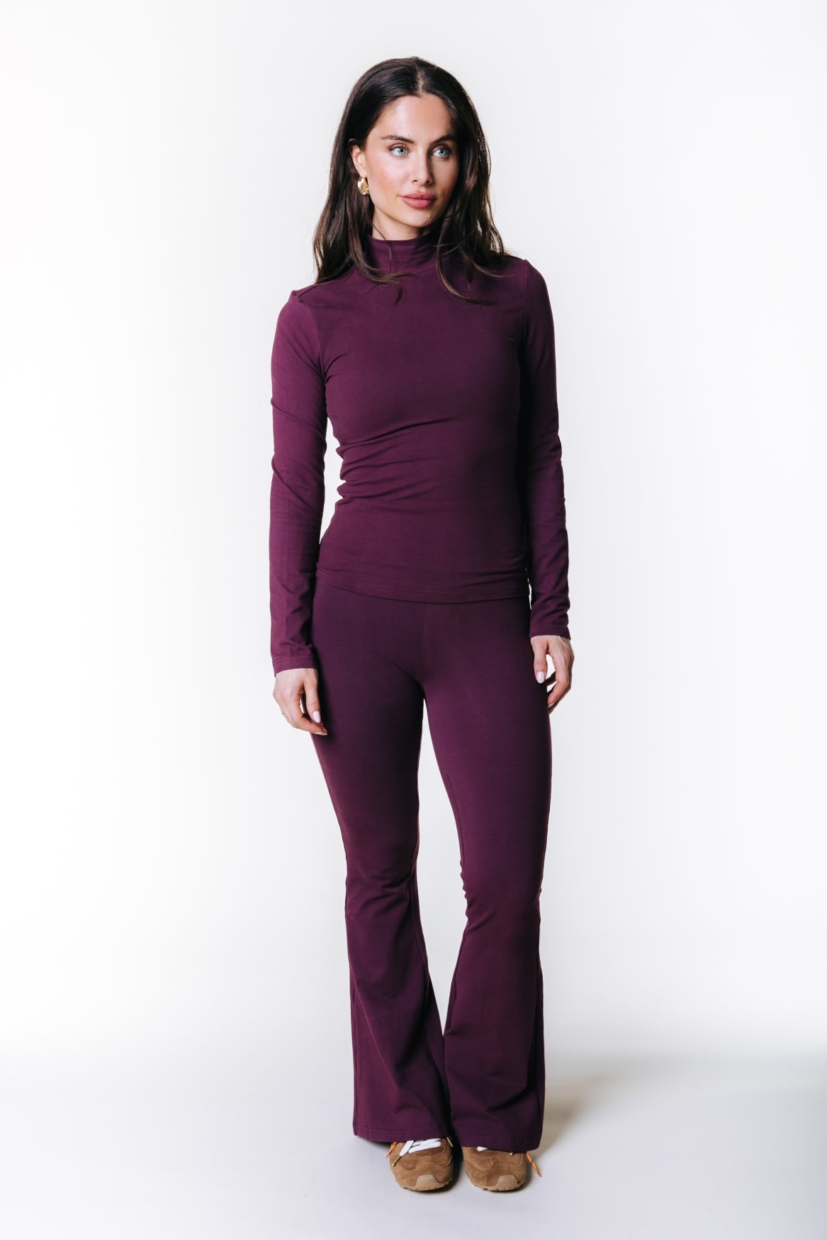 Uni Fitted Turtleneck Top | Merlot Red