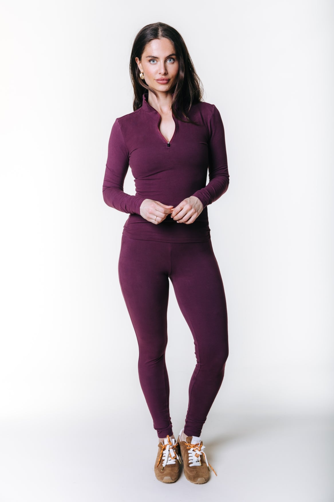 Uni Fitted Zip Top | Merlot Red