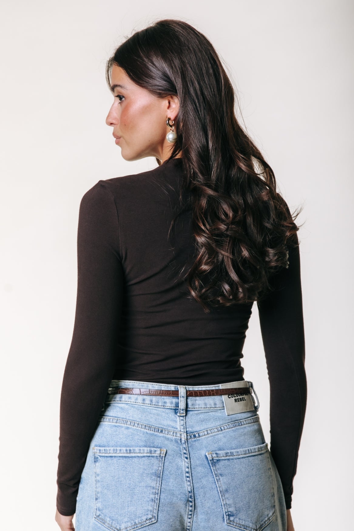 Fitted Longsleeve Top | Darkest Brown