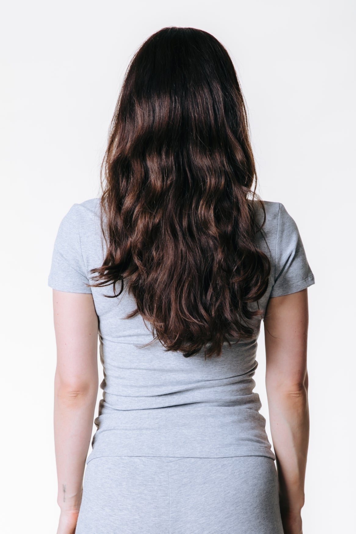 Fitted V-neck T-shirt | Medium grey melange