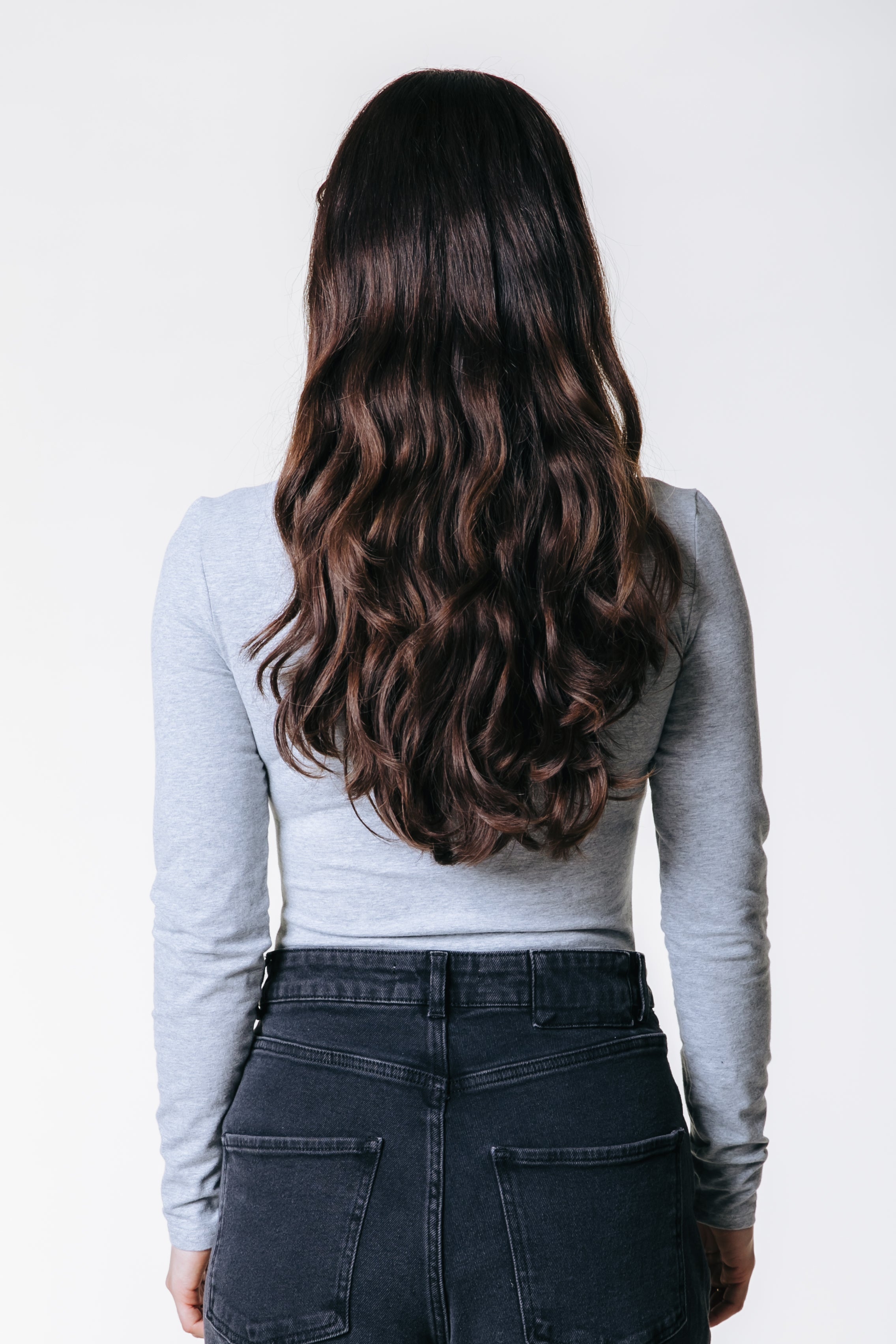 Fitted Longsleeve V-neck Top | Medium grey melange