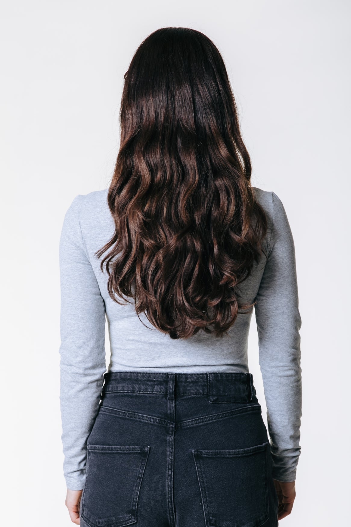 Fitted Longsleeve V-neck Top | Medium grey melange