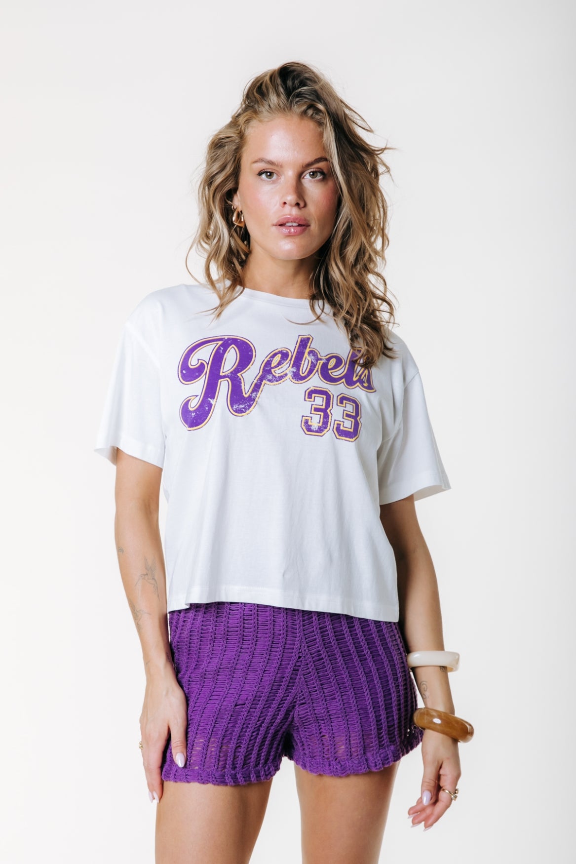 Rebels 33 Cropped T-shirt | Off white
