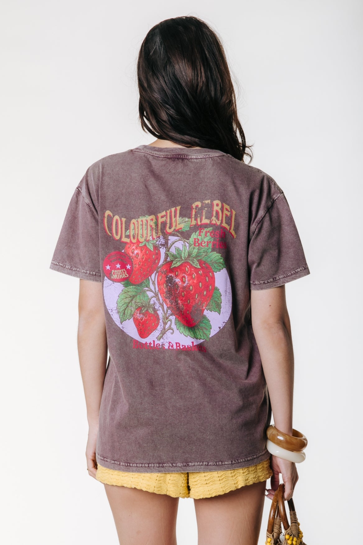 Fresh Berries Acid Wash T-shirt | Warm Brown