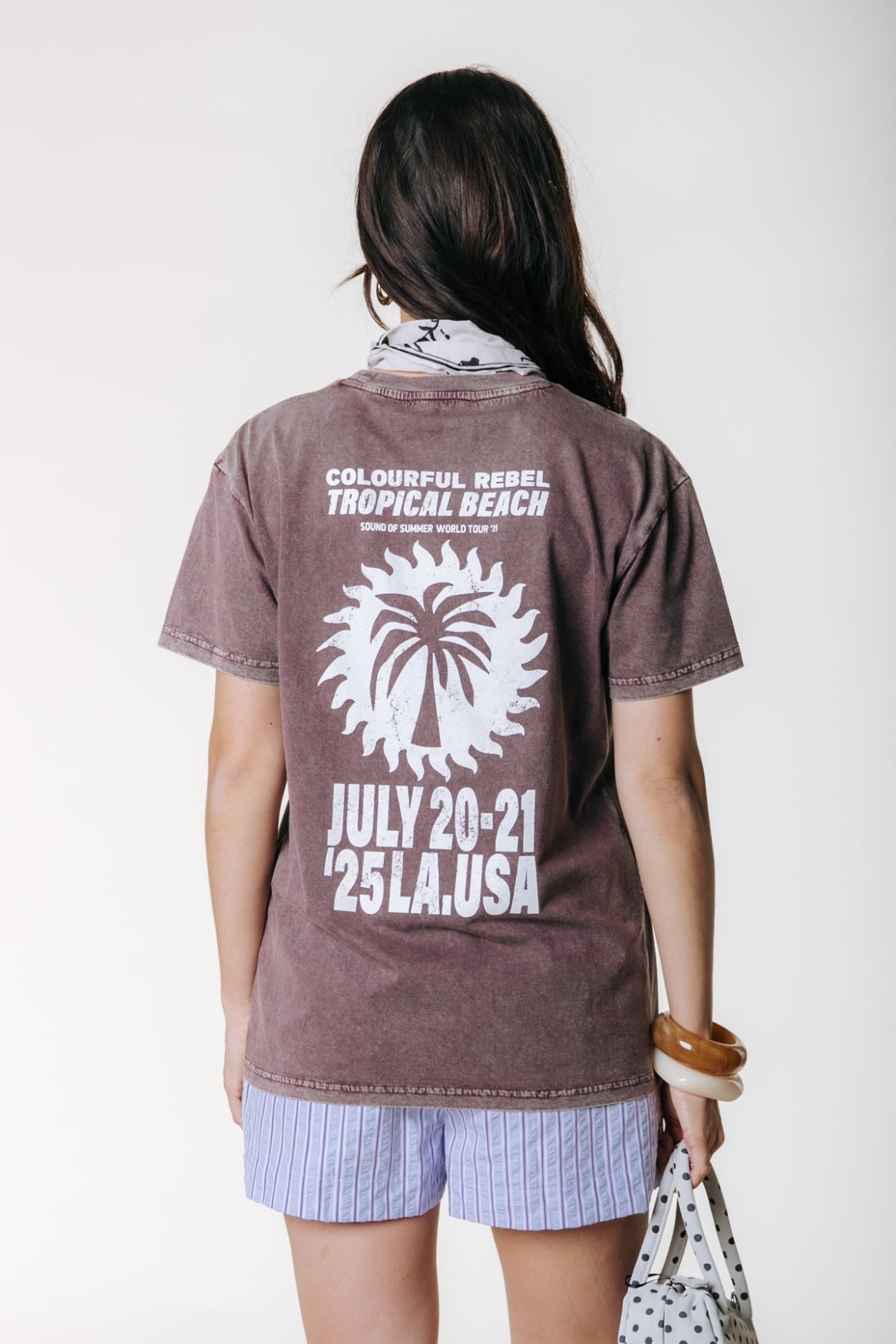 Beach Tour Acid Wash T-shirt | Warm Brown