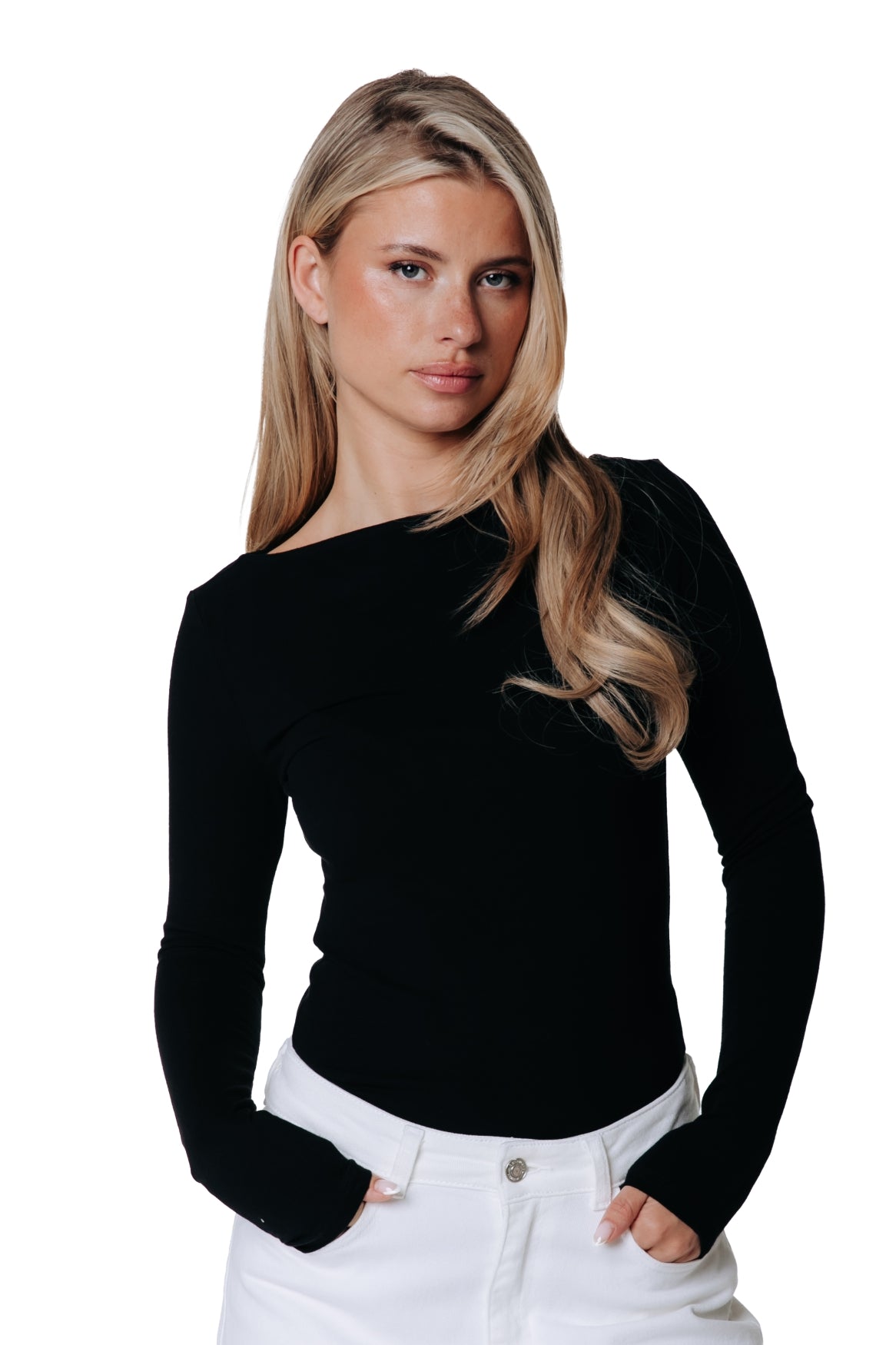 Fitted Boatneck Top | Black