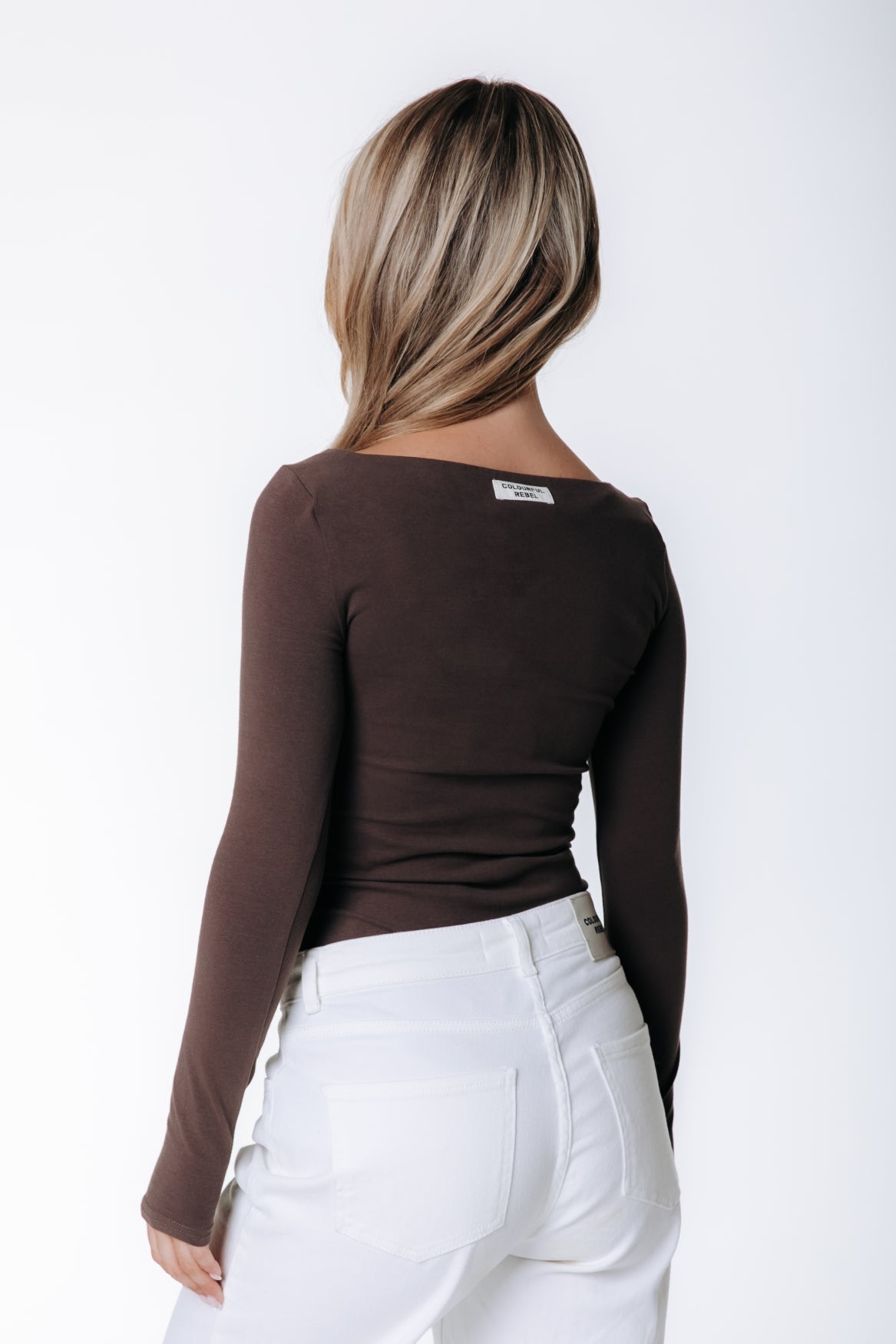 Fitted Boatneck Top | Brown