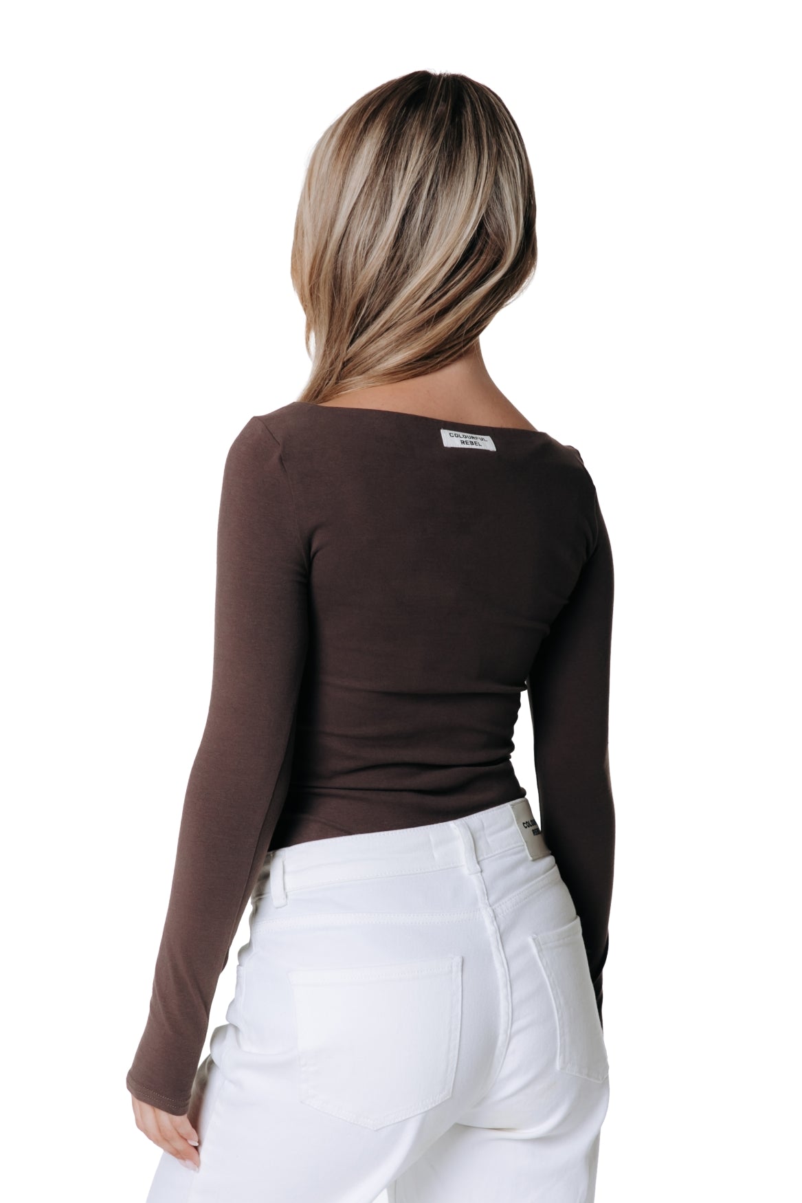Fitted Boatneck Top | Brown
