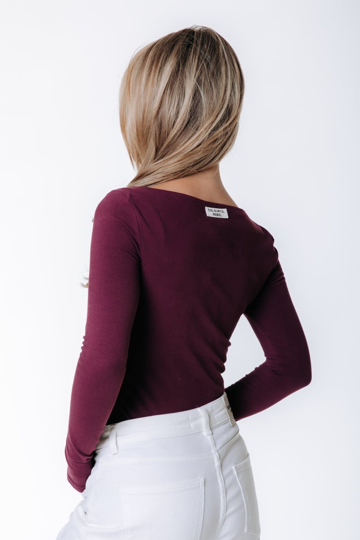 Fitted Boatneck Top | Merlot Red