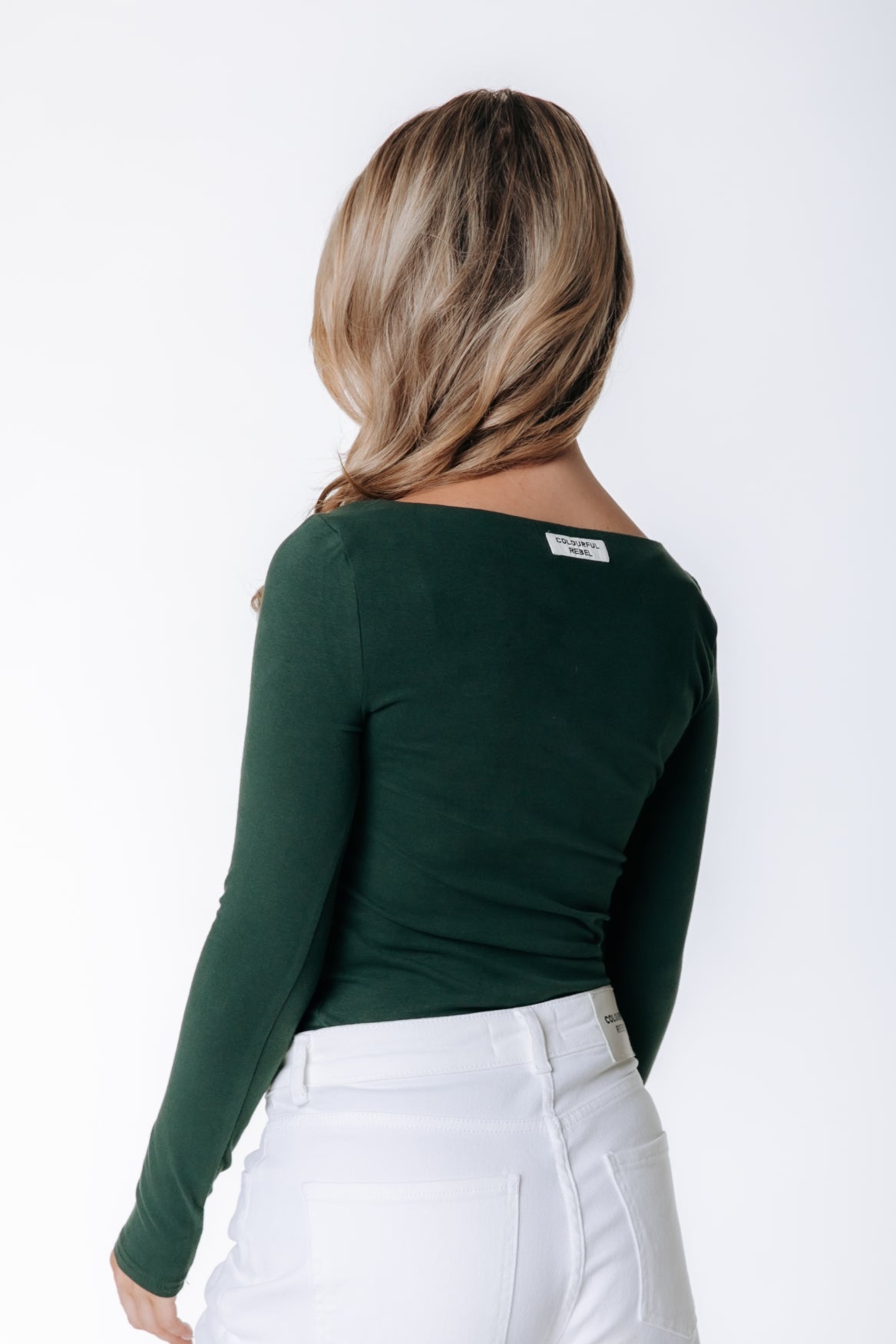 Fitted Boatneck Top | Dark green