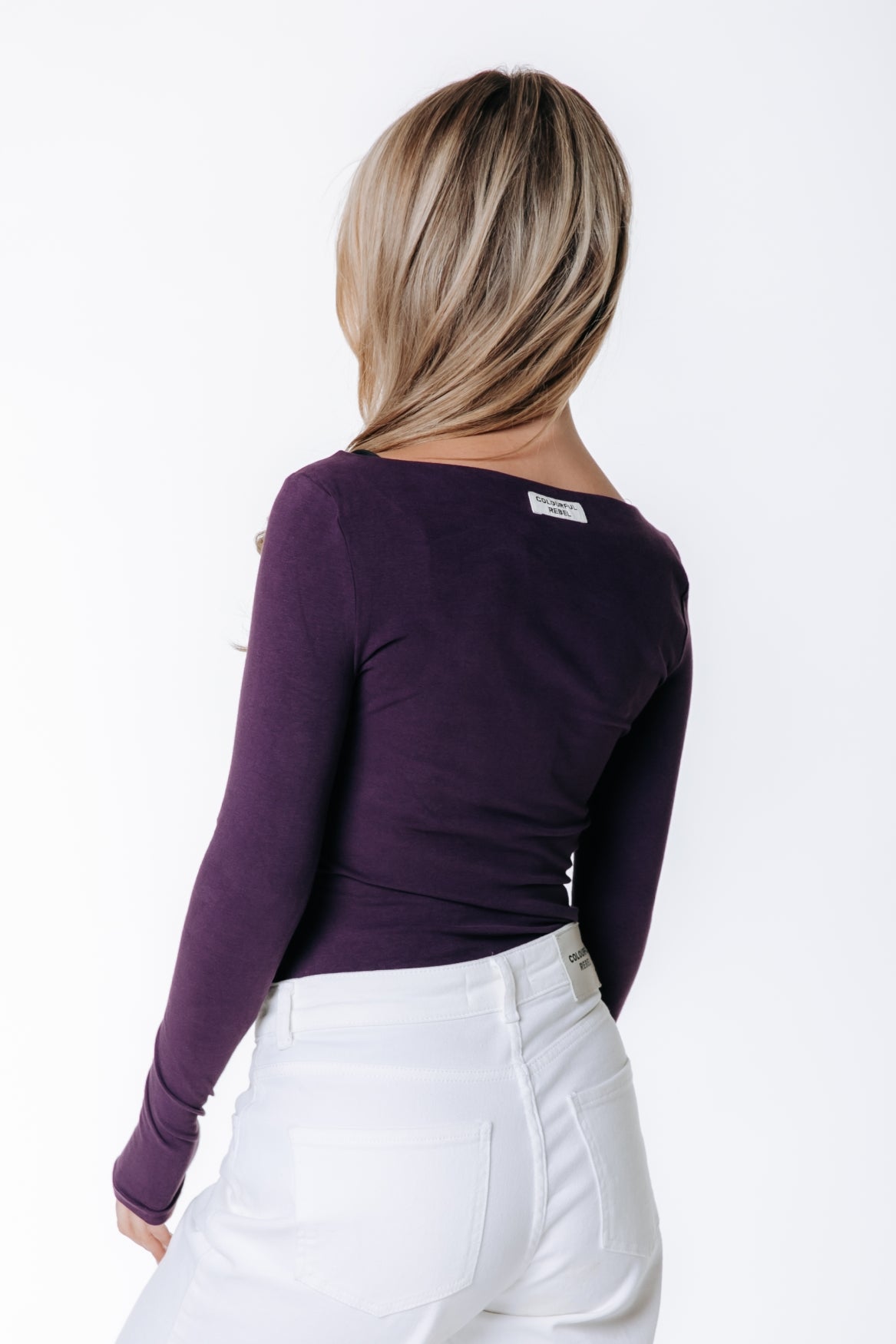 Fitted Boatneck Top | Dark purple