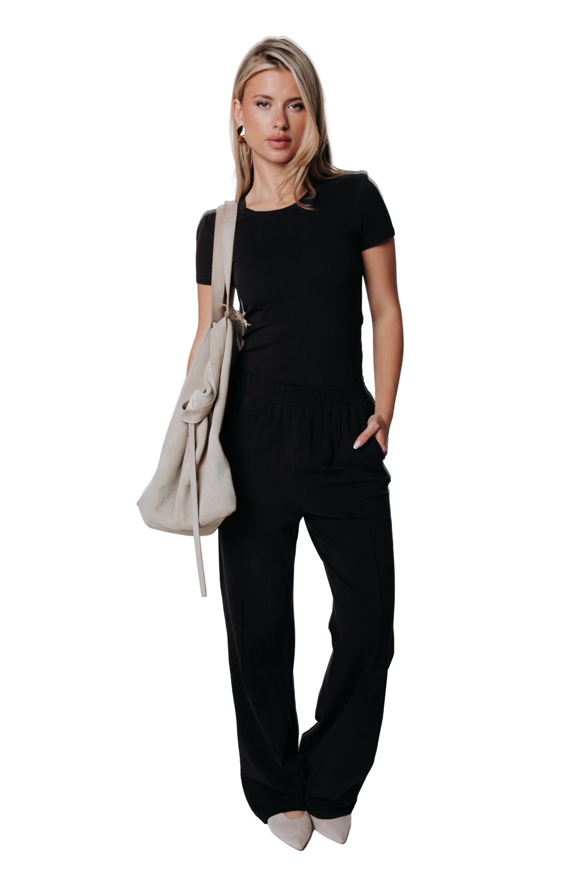 Fitted Wide-Neck T-Shirt | Black