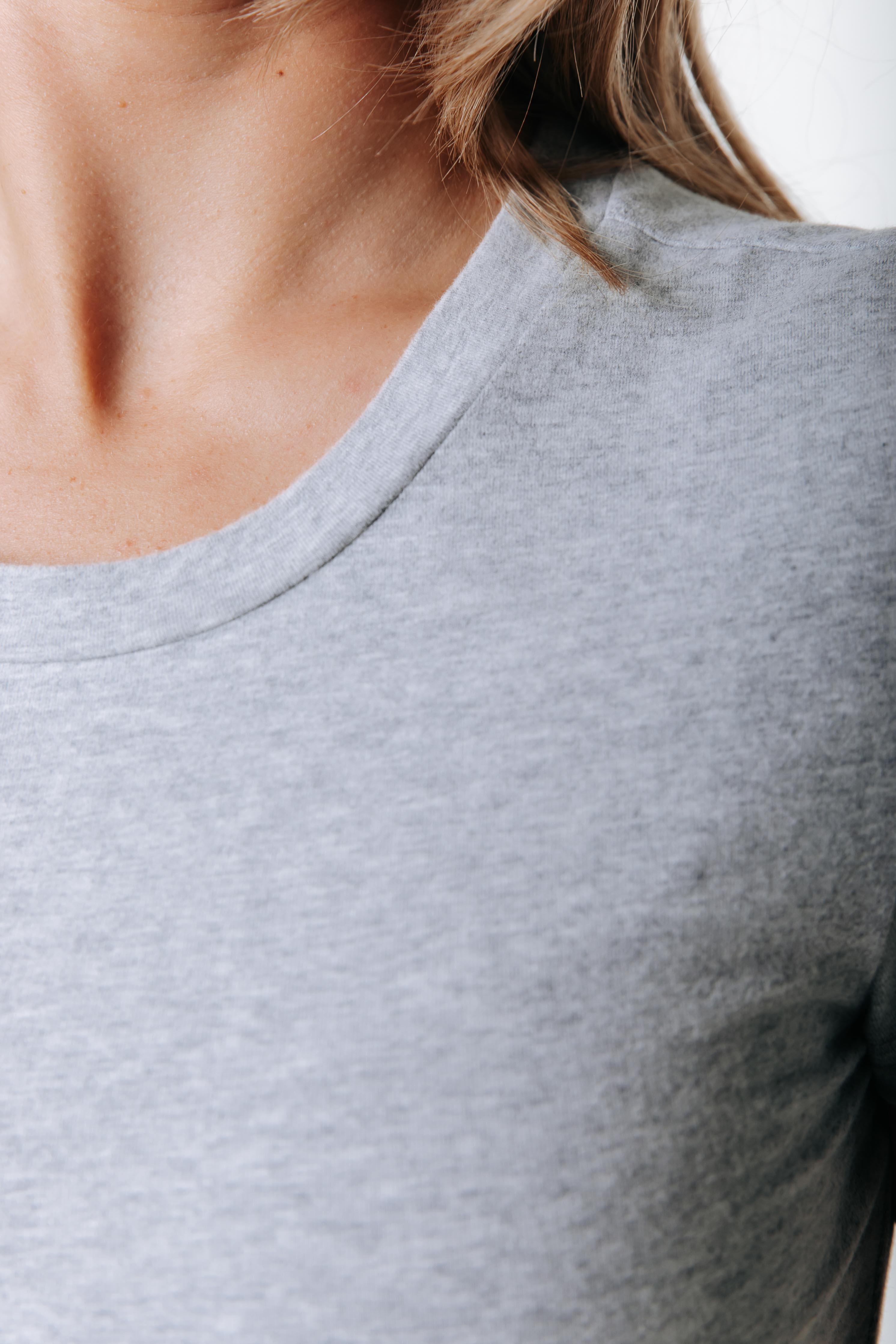 Fitted Wideneck T-shirt | Medium grey melange