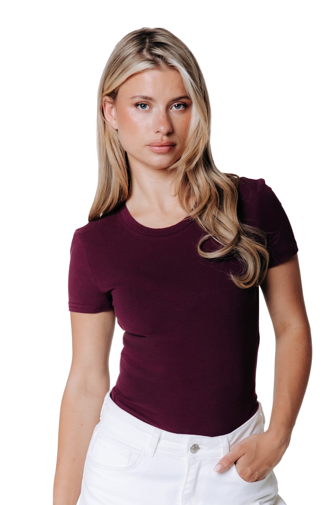 Fitted Wideneck T-shirt | Merlot Red