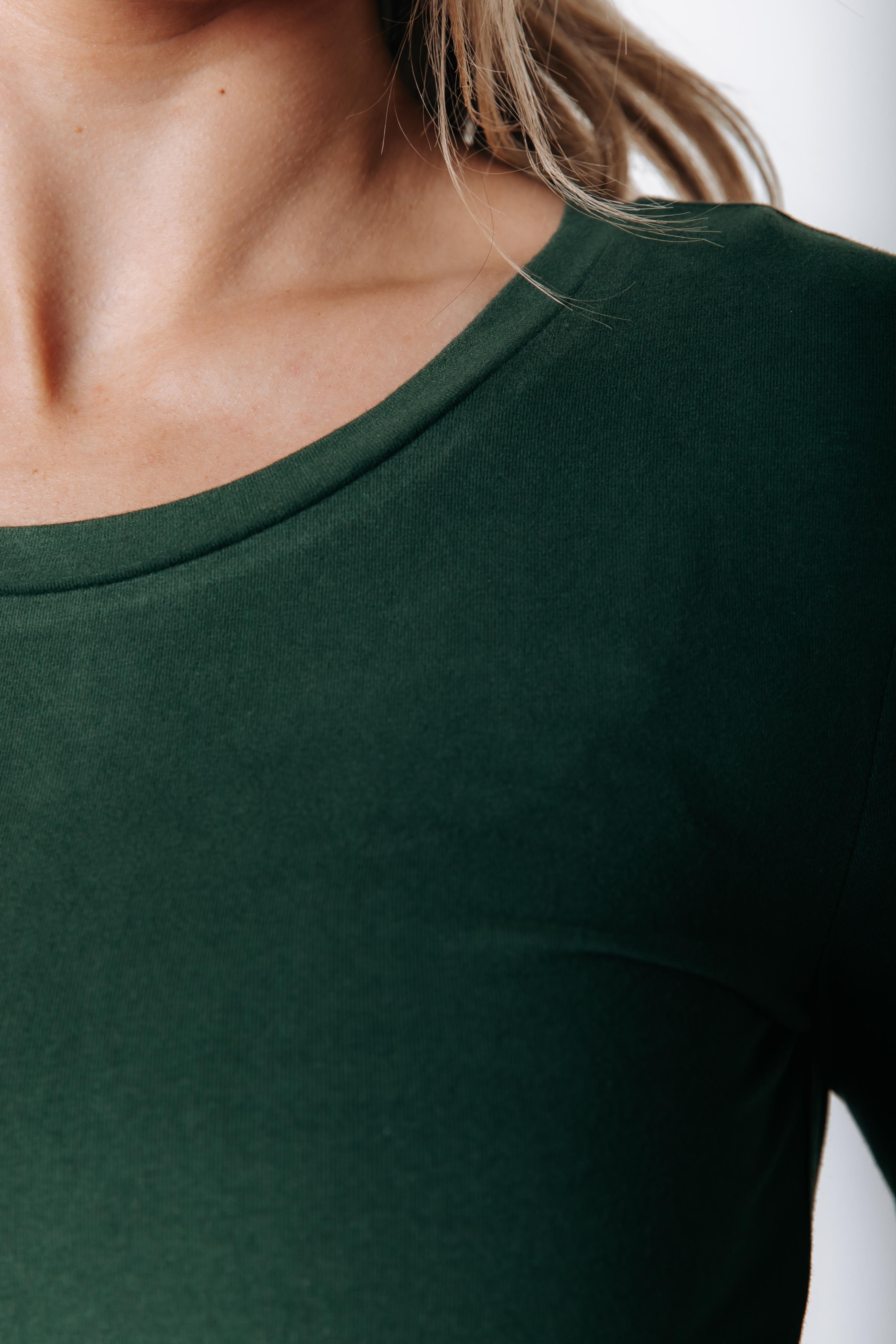 Fitted Wideneck Top | Dark green
