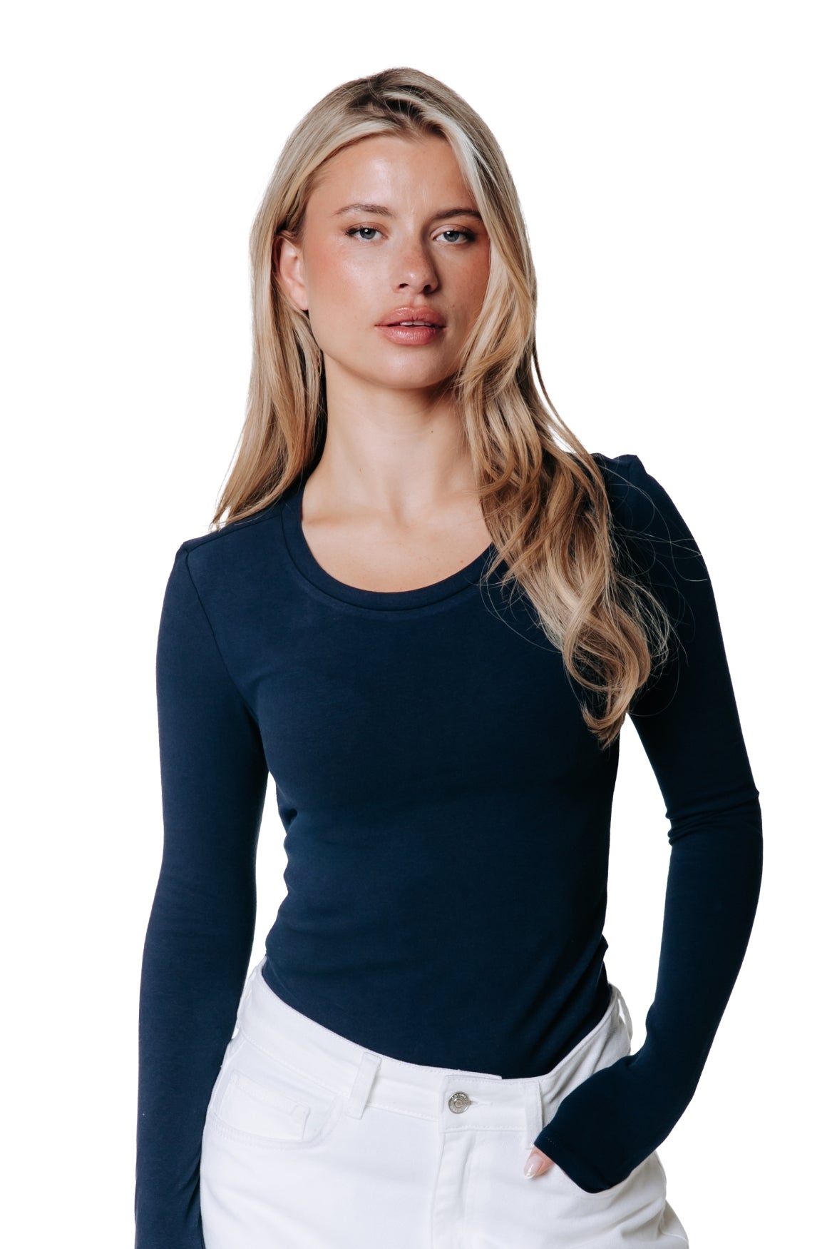Fitted Wideneck Top | Dark Navy