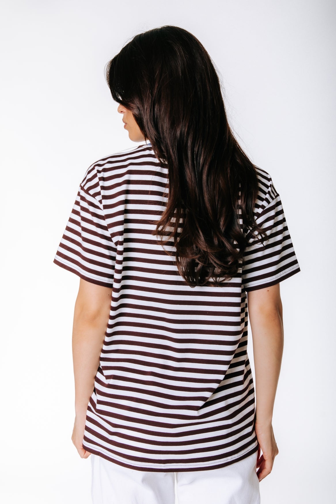 Striped Logo T-shirt | White/Brown