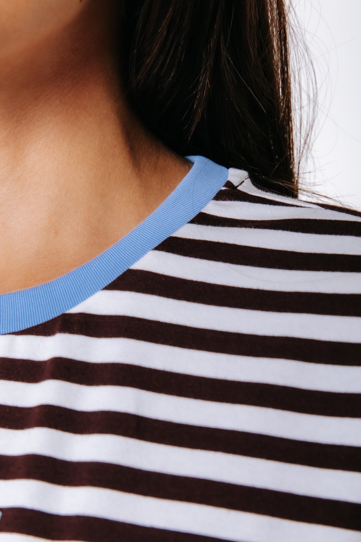 Striped Logo T-shirt | White/Brown