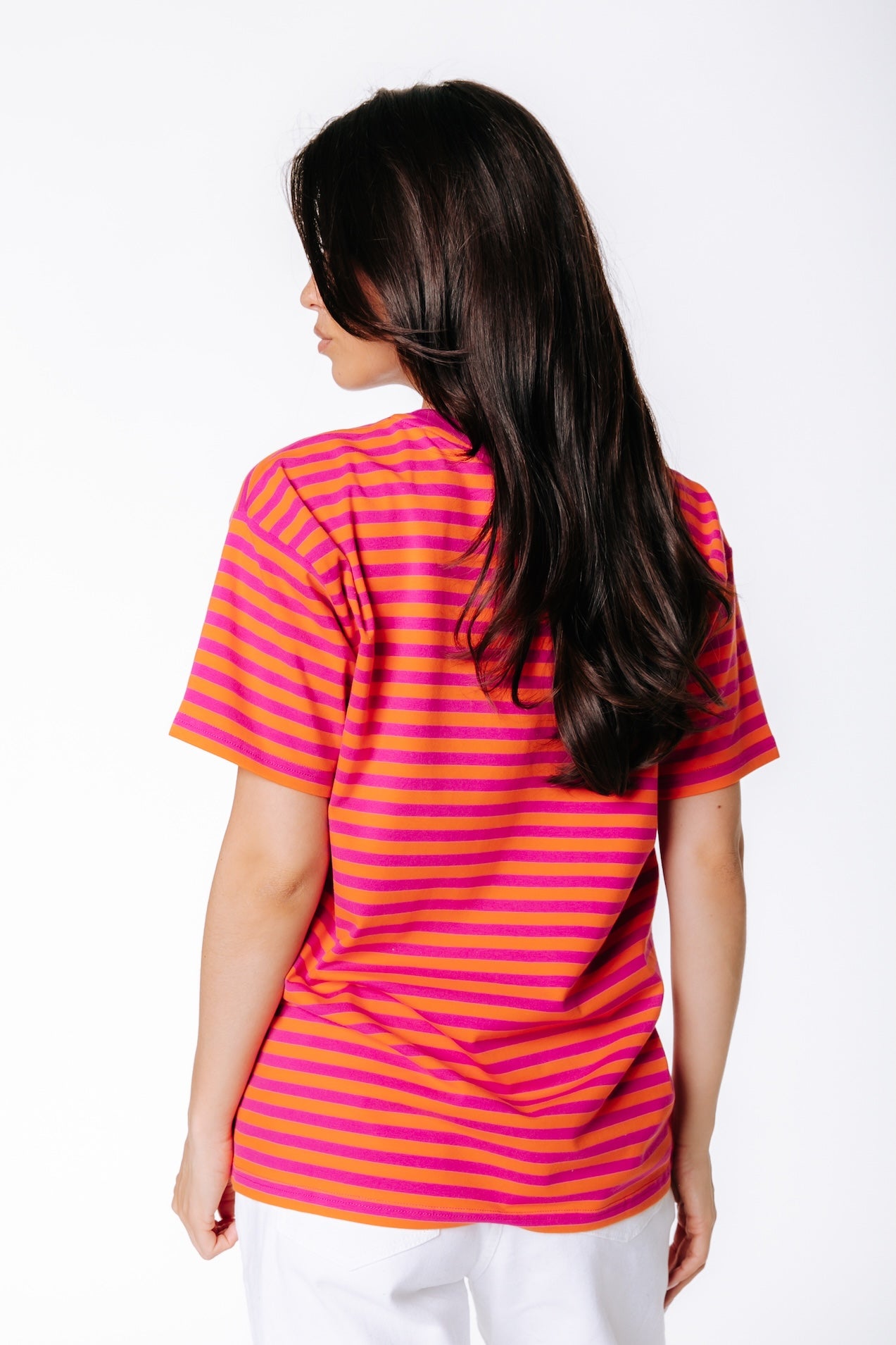 Striped Logo T-shirt | Orange / Pink