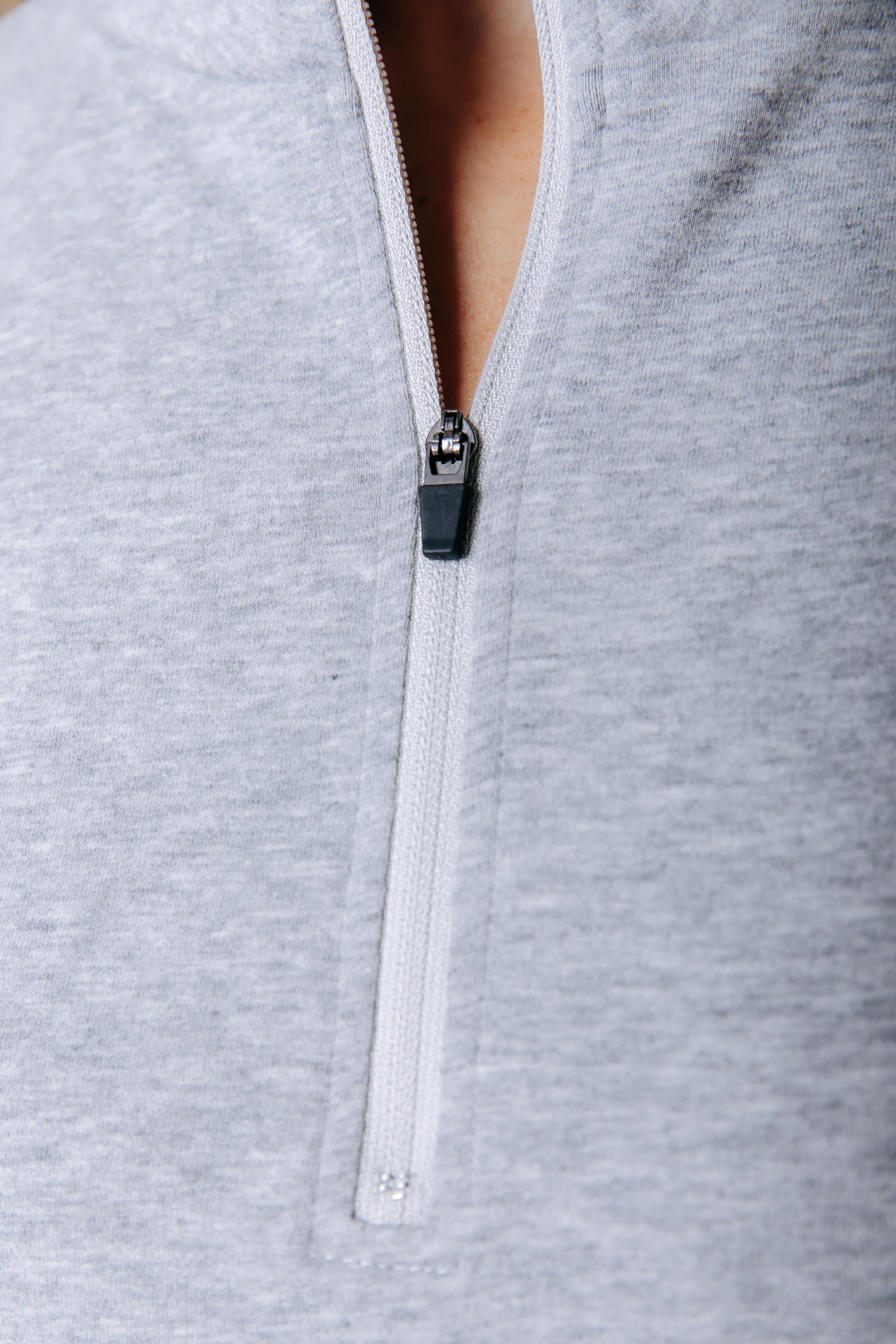 Fitted Zip Top | Medium grey melange