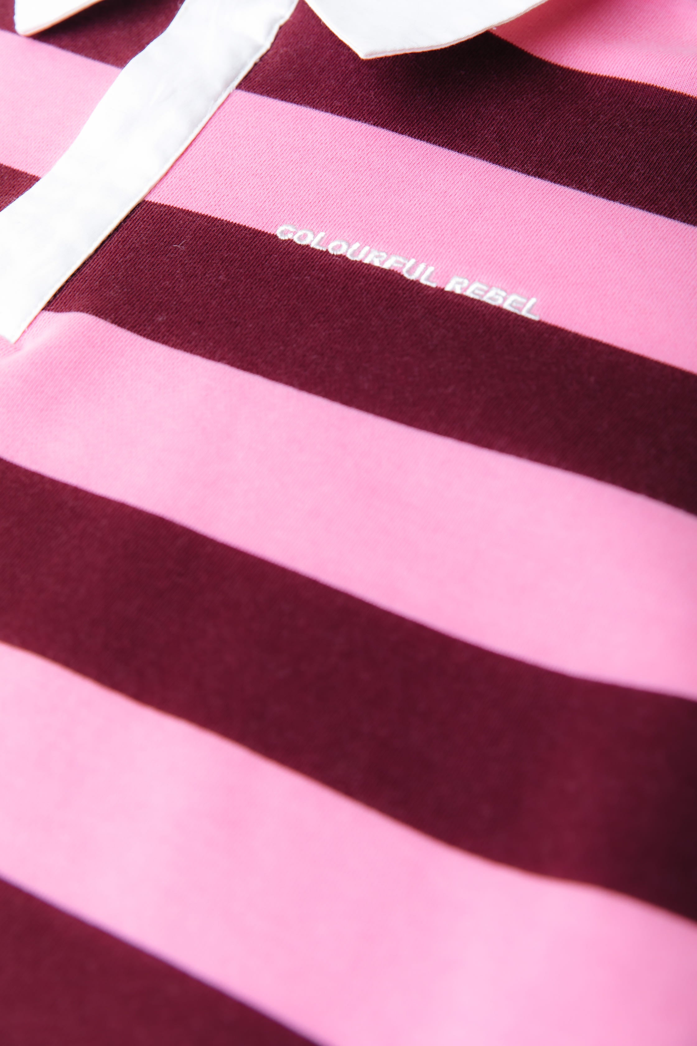 Skyler Gestreiftes Boyfriend-Polo | Merlot-Rot