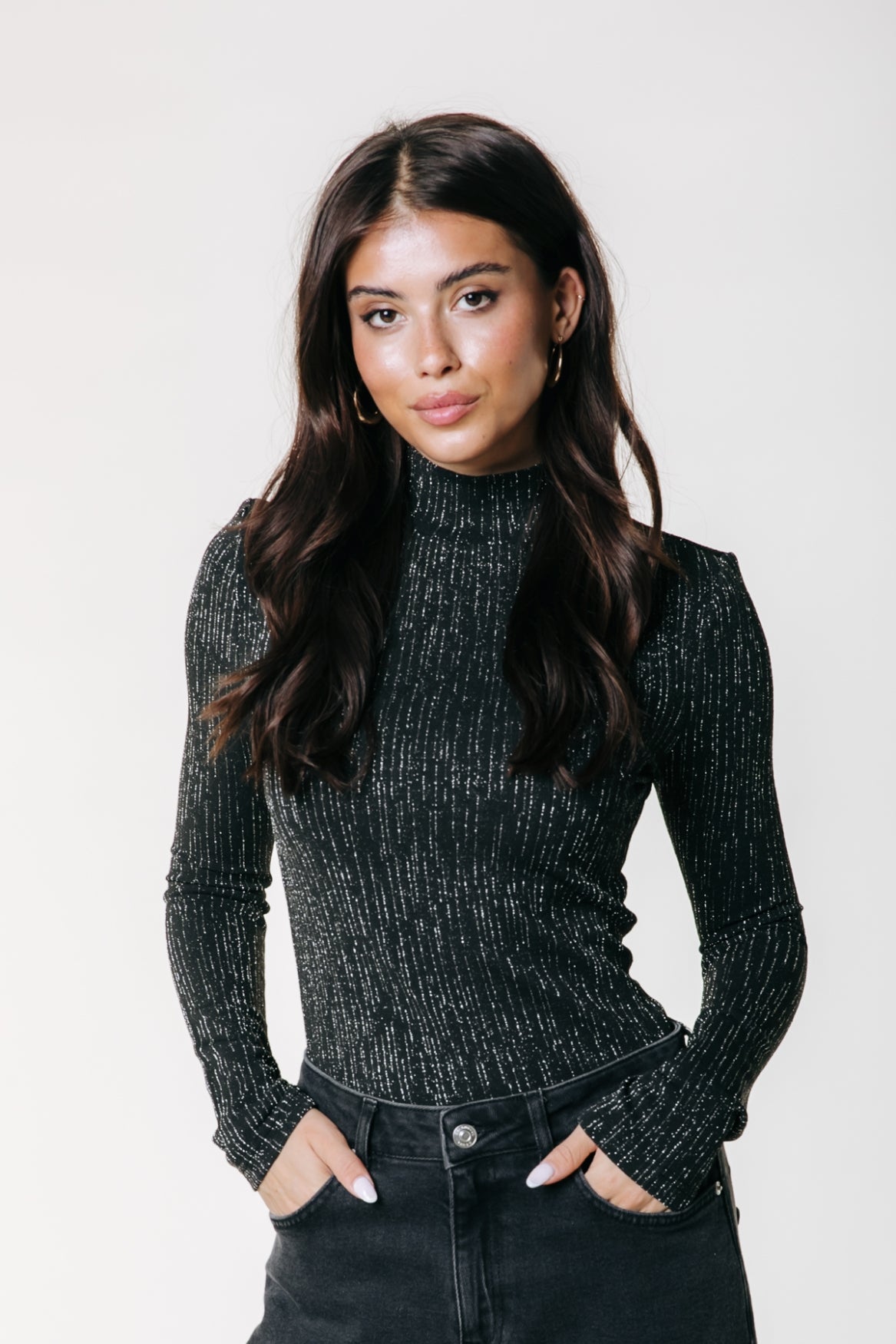 Jewel Lurex Structure Top | Black