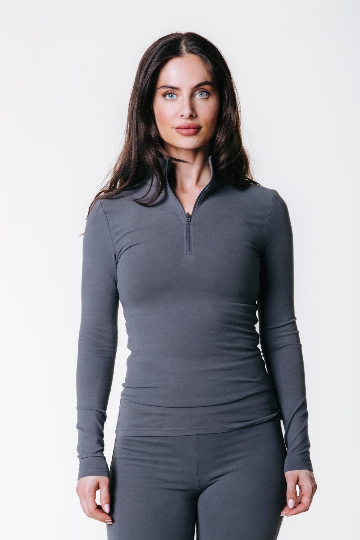 Uni Fitted Zip Top | Dark grey