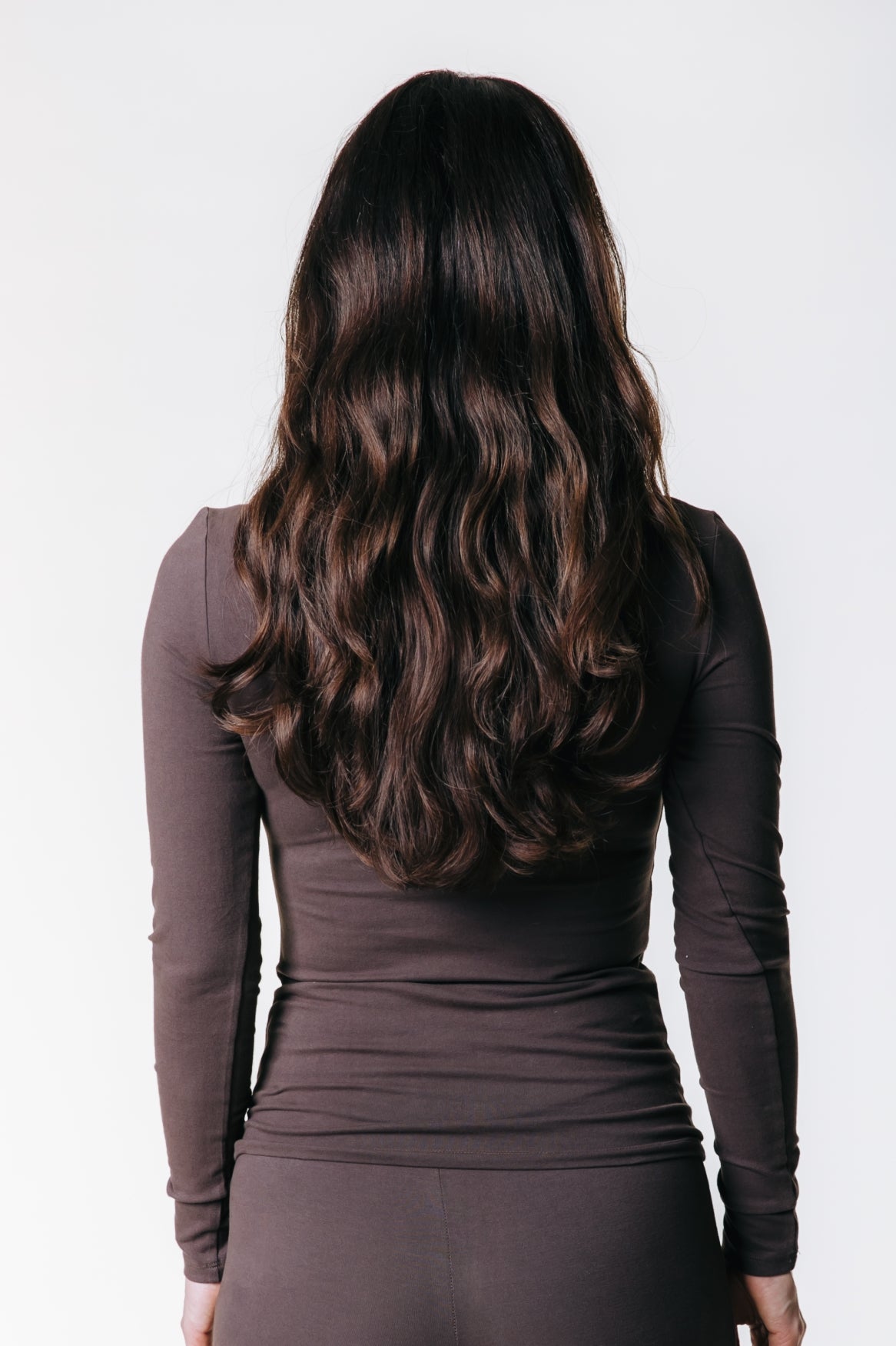 Fitted Longsleeve V-neck Top | Brown