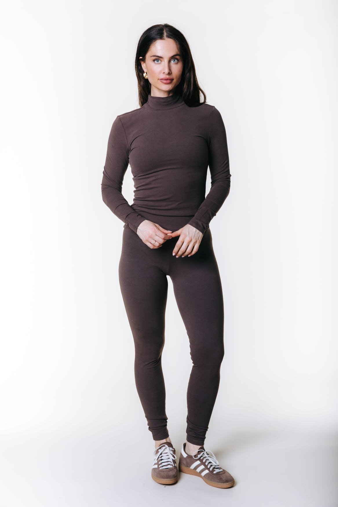 Fitted Turtleneck Top | Brown