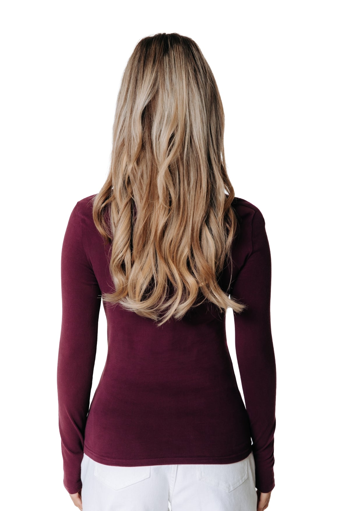 Fitted Turtleneck Top | Merlot Red