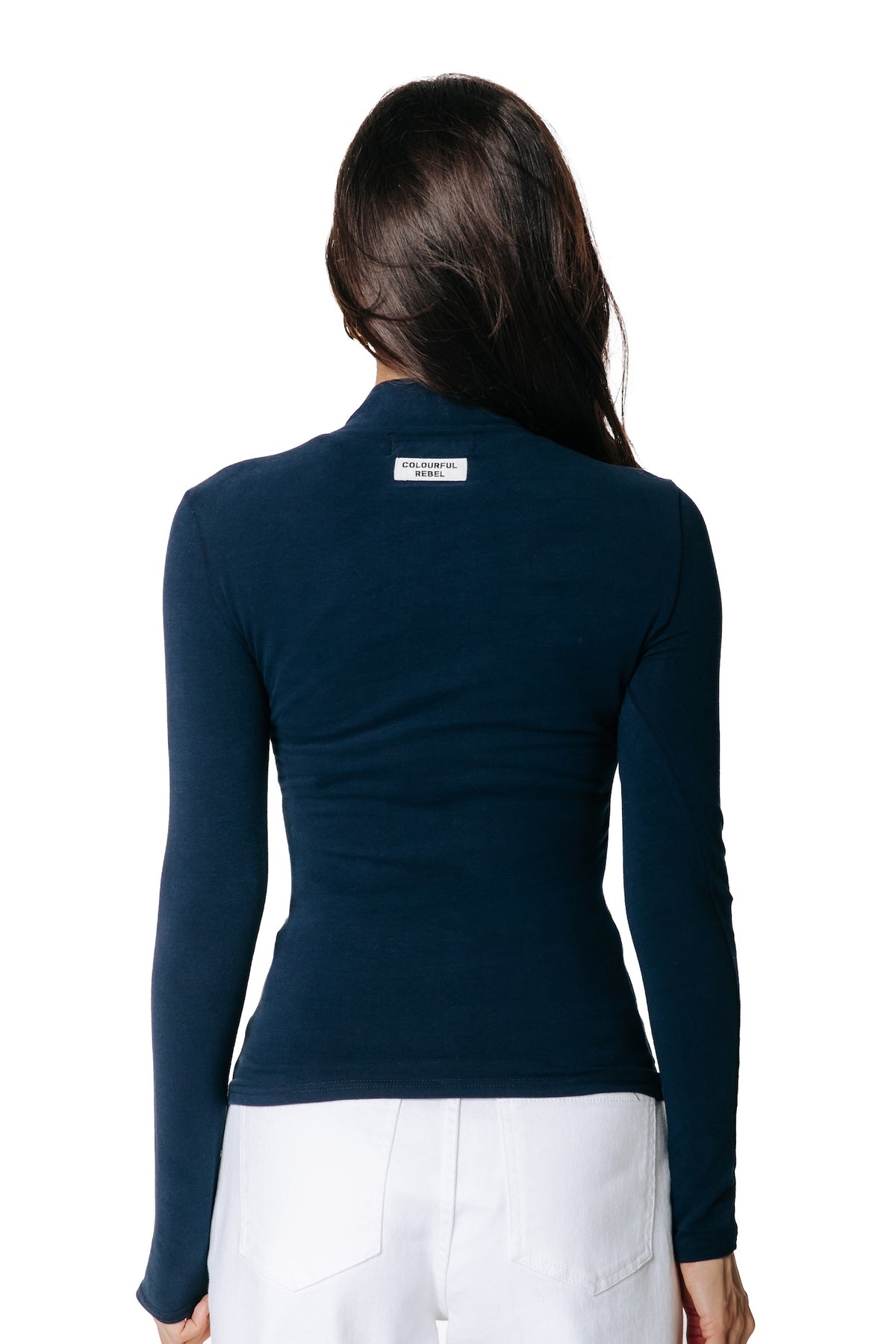 Fitted Turtleneck Top | Dark Navy