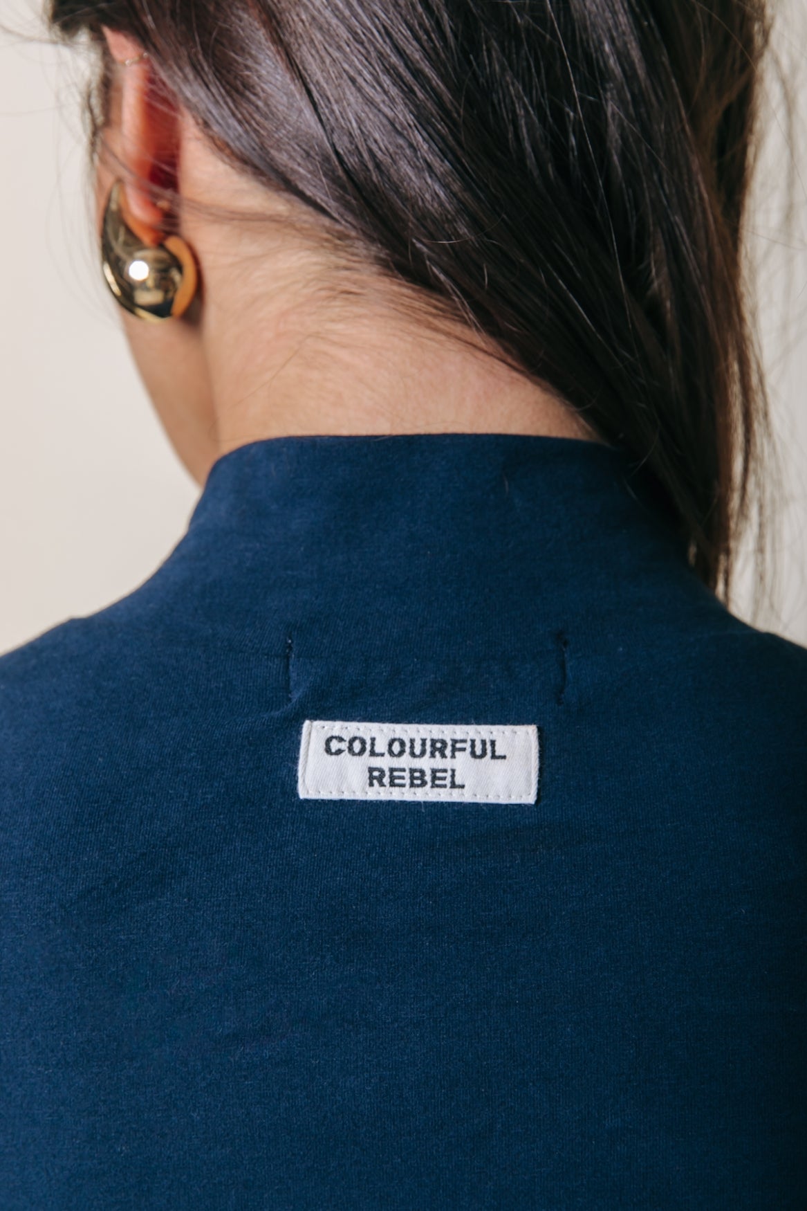 Fitted Turtleneck Top | Dark Navy