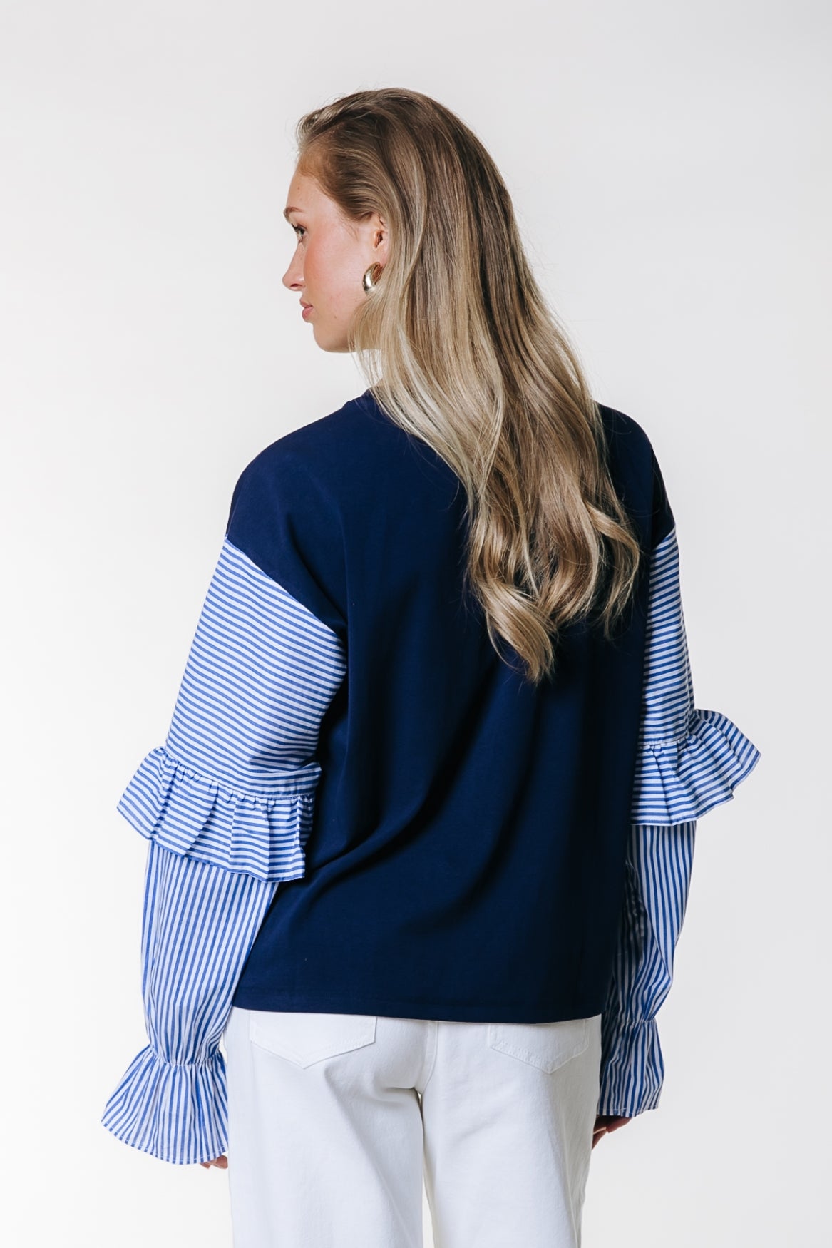 Yaz Contrast Sleeve Top | Dark Navy