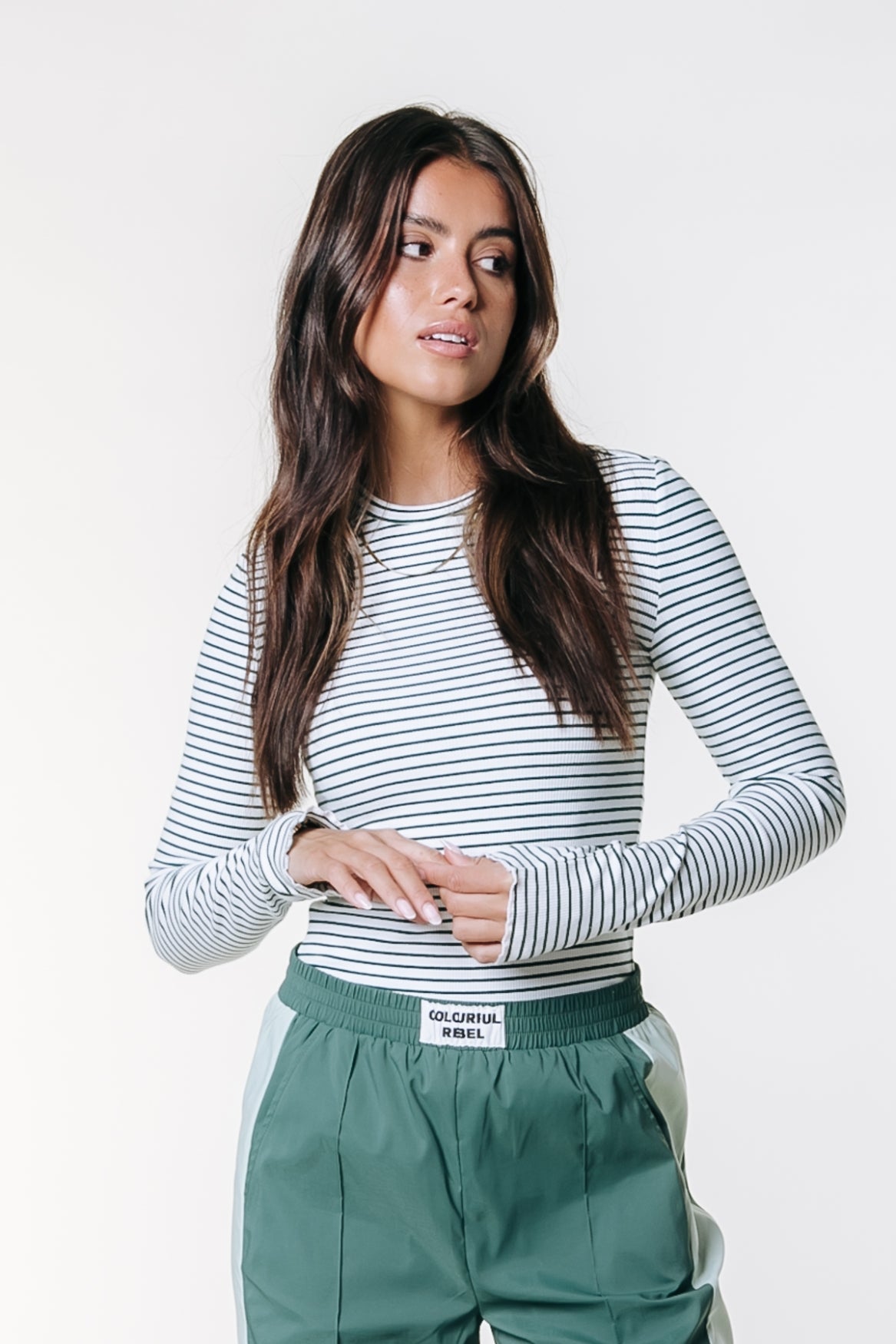 Jessie Stripe Rib Top | Green